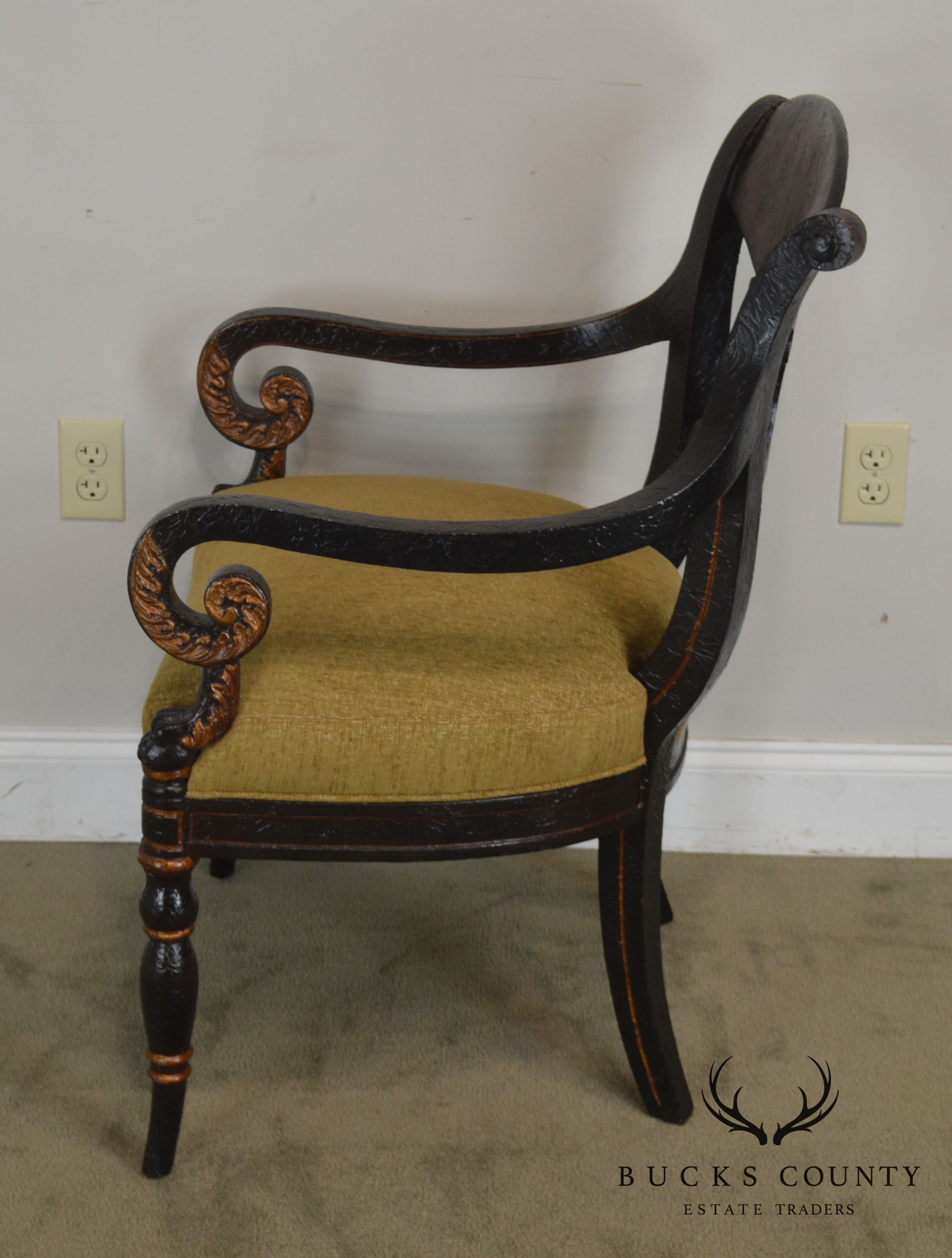 Regency Style Crackle Painted Armchair