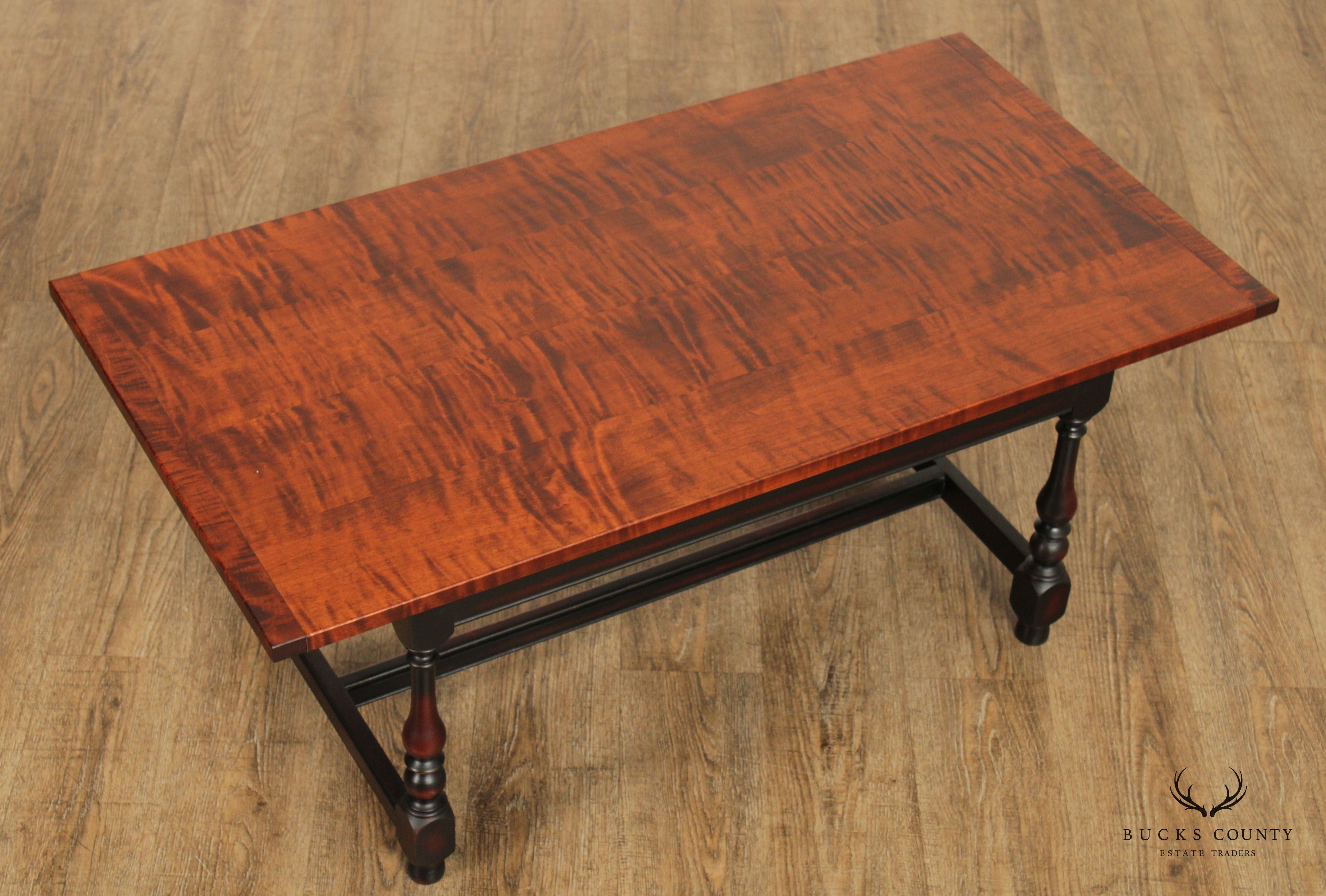 Country Farmhouse Style Tiger Maple Top Coffee Table