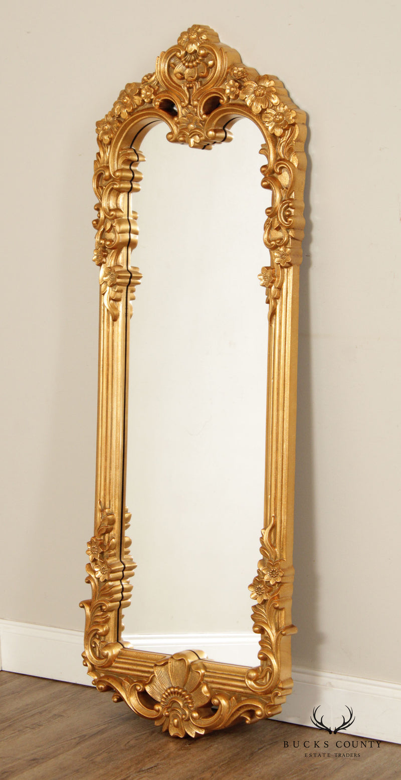 Rococo Style Carved Gesso Full Length or Pier Mirror