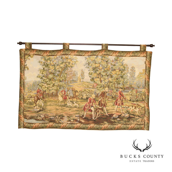 Vintage Italian Rococo Hunting Scene Needlepoint Tapestry