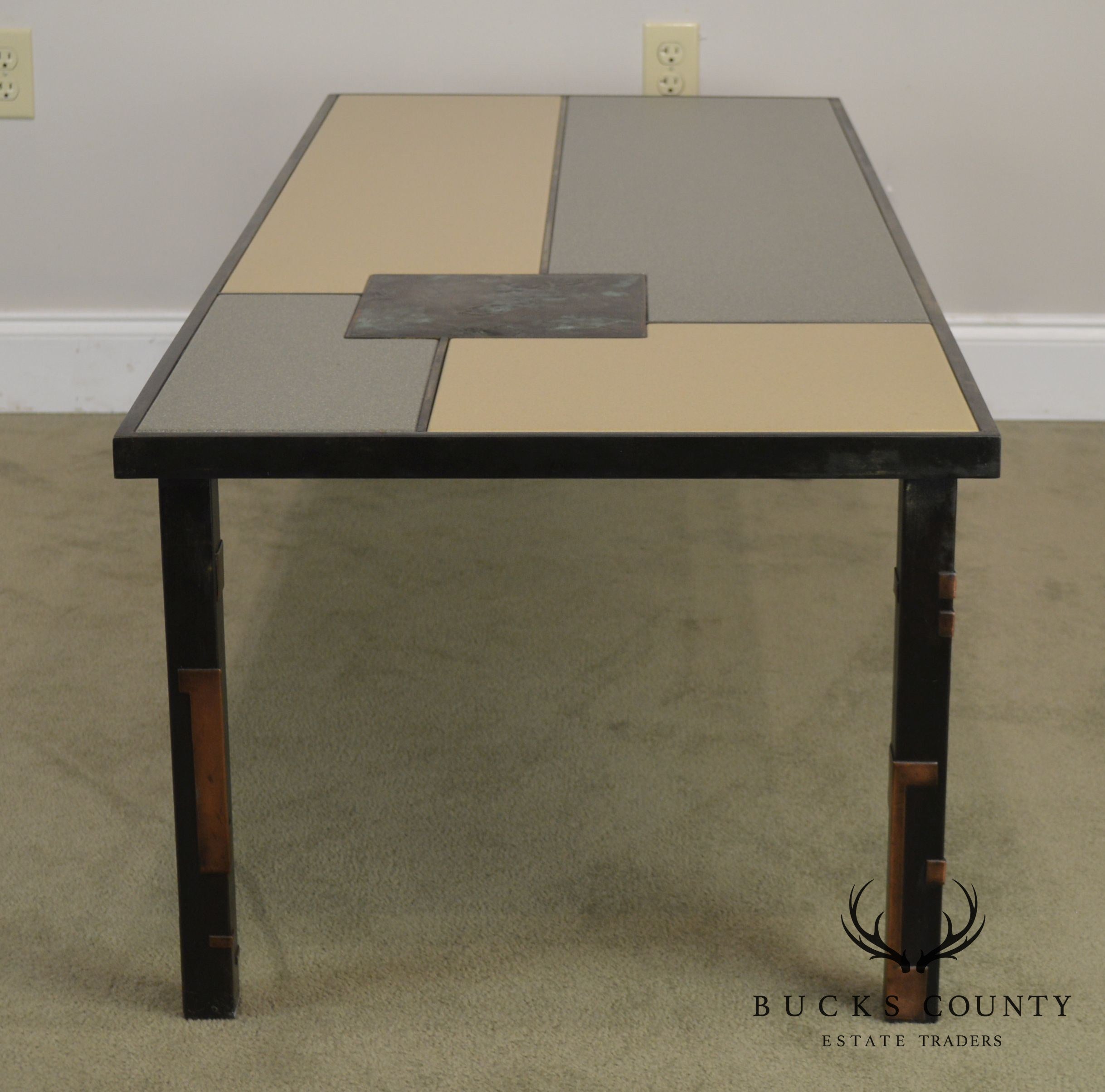 Raymond Mathis Tutto Metal Design Studio Crafted Iron & Stone Tile Top ...