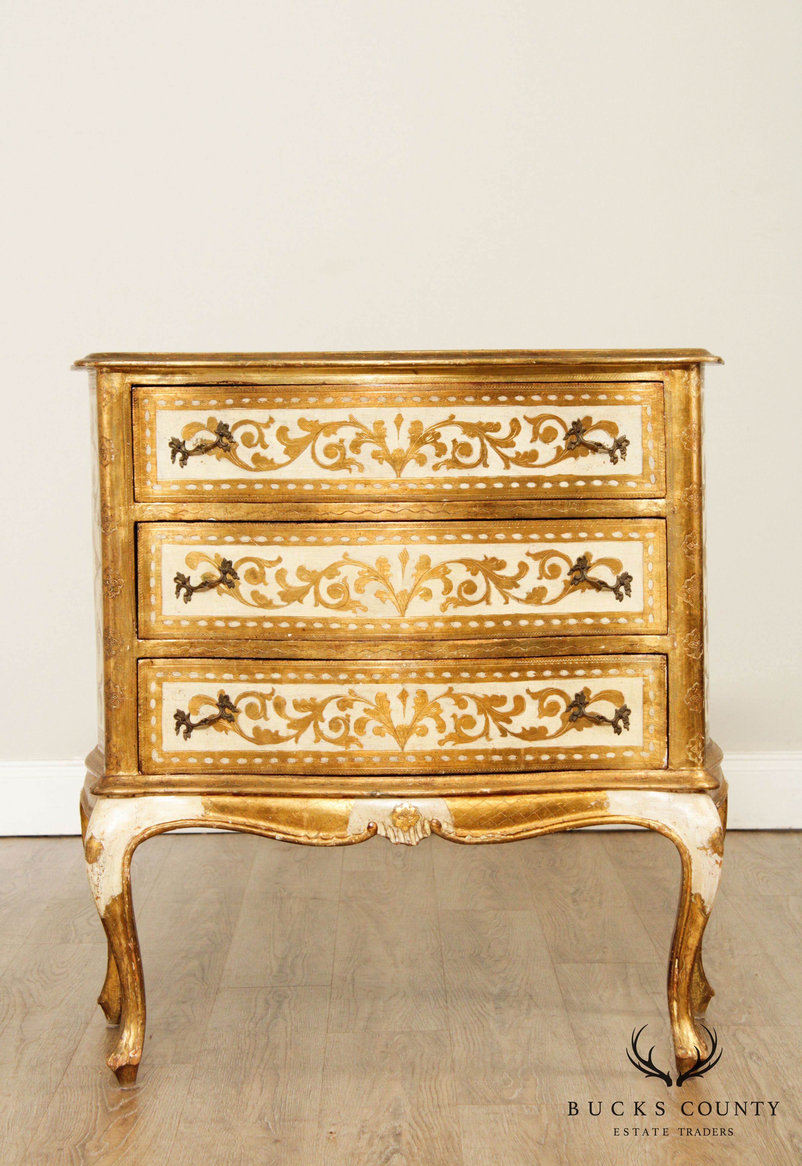 Italian Florentine Vintage Gilt Painted Chest of Drawers