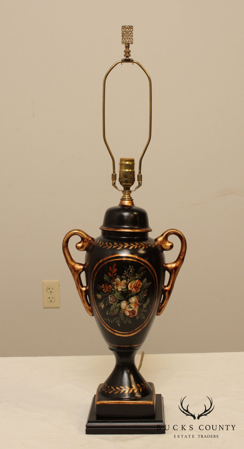 Quality Floral Painted Urn Table Lamp