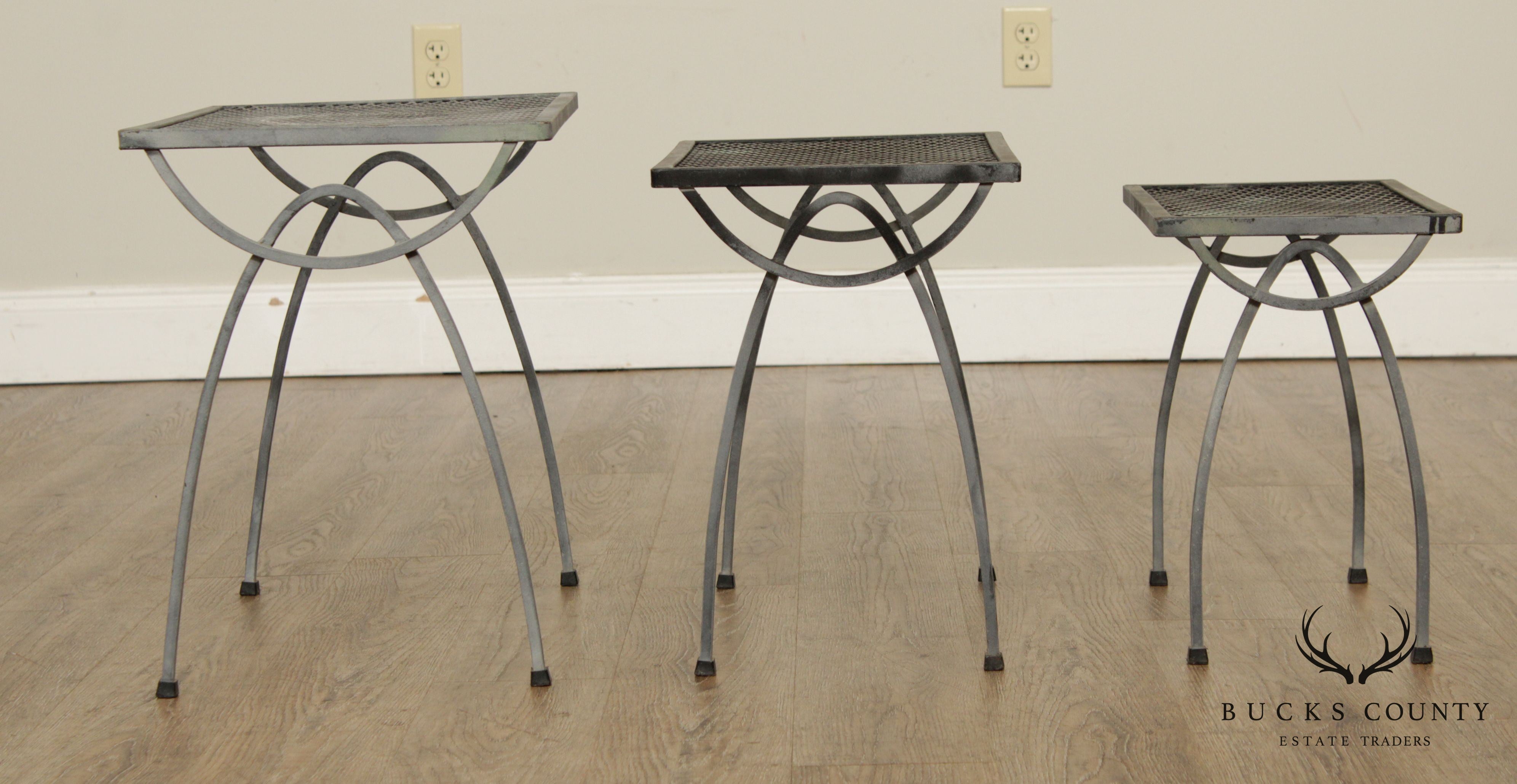 Salterini Mid Century Wrought Iron Garden Nesting Tables