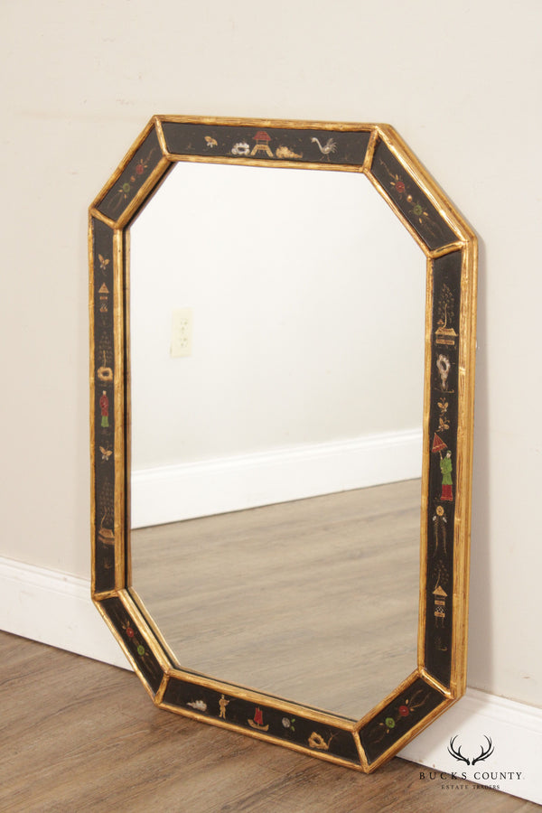 Friedman Brothers Chinoiserie Decorated Parcel Gilt Wall Mirror