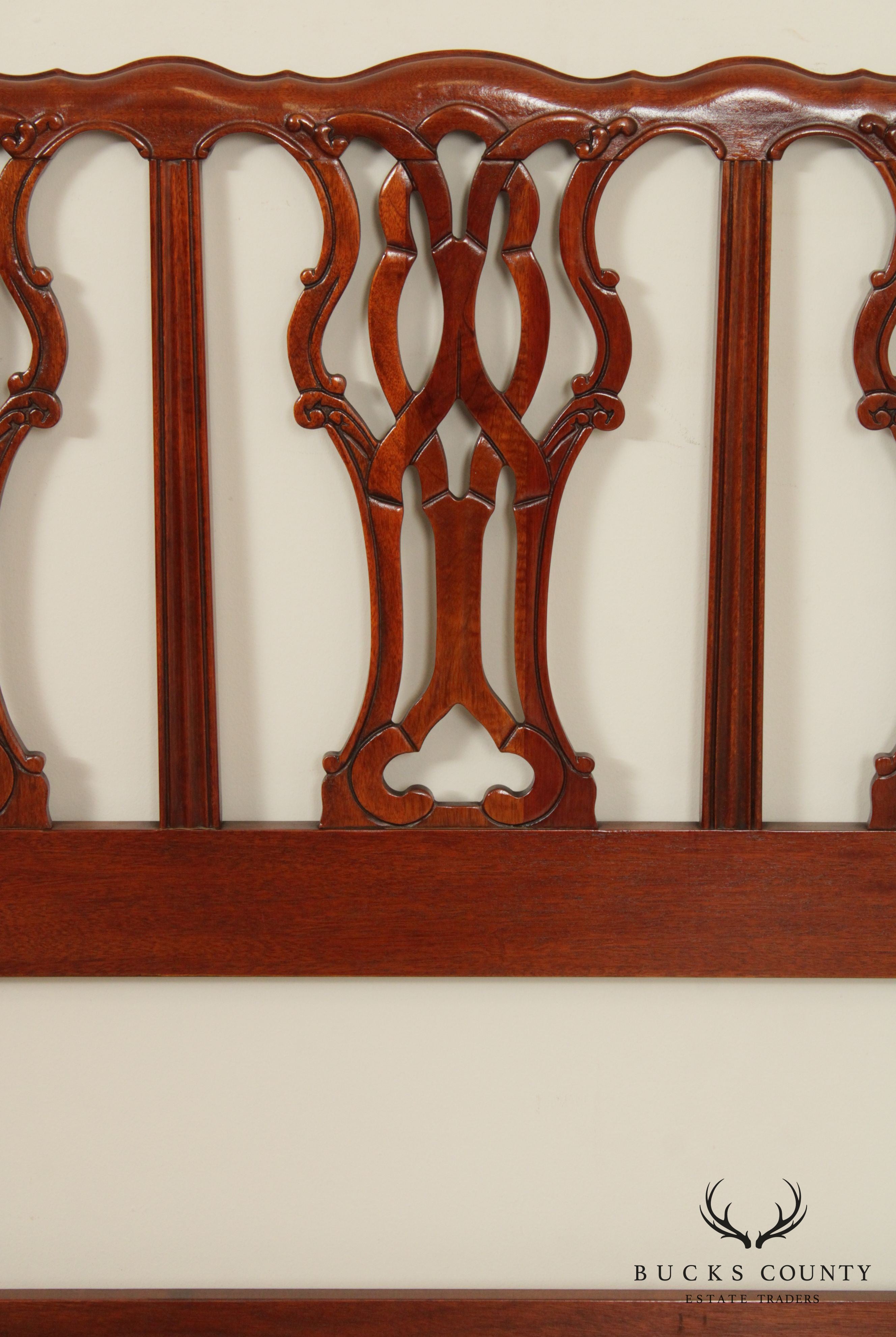 Chippendale Style Carved Mahogany Headboard (B)