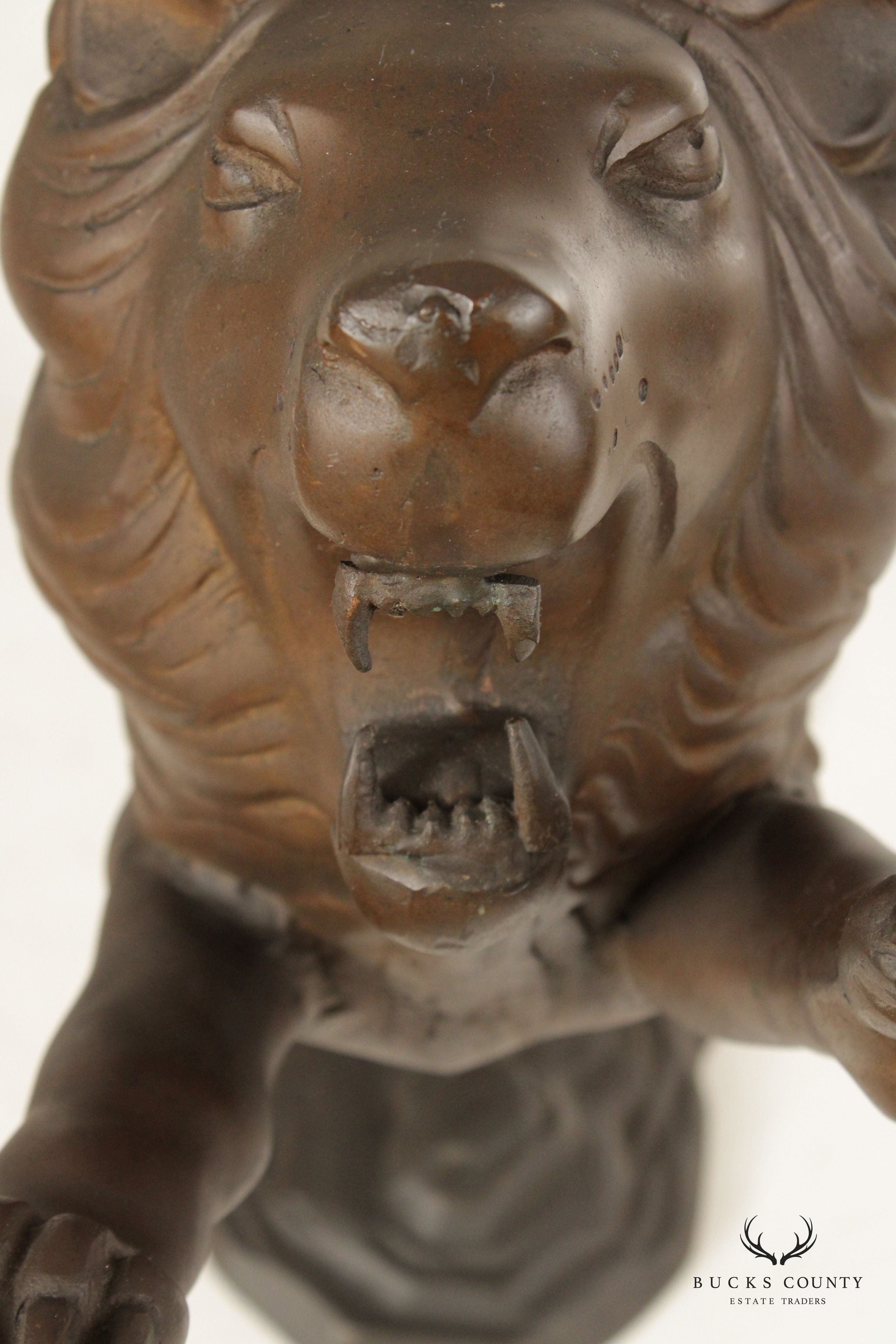 Vintage Charging Lion Cast Brass Statute