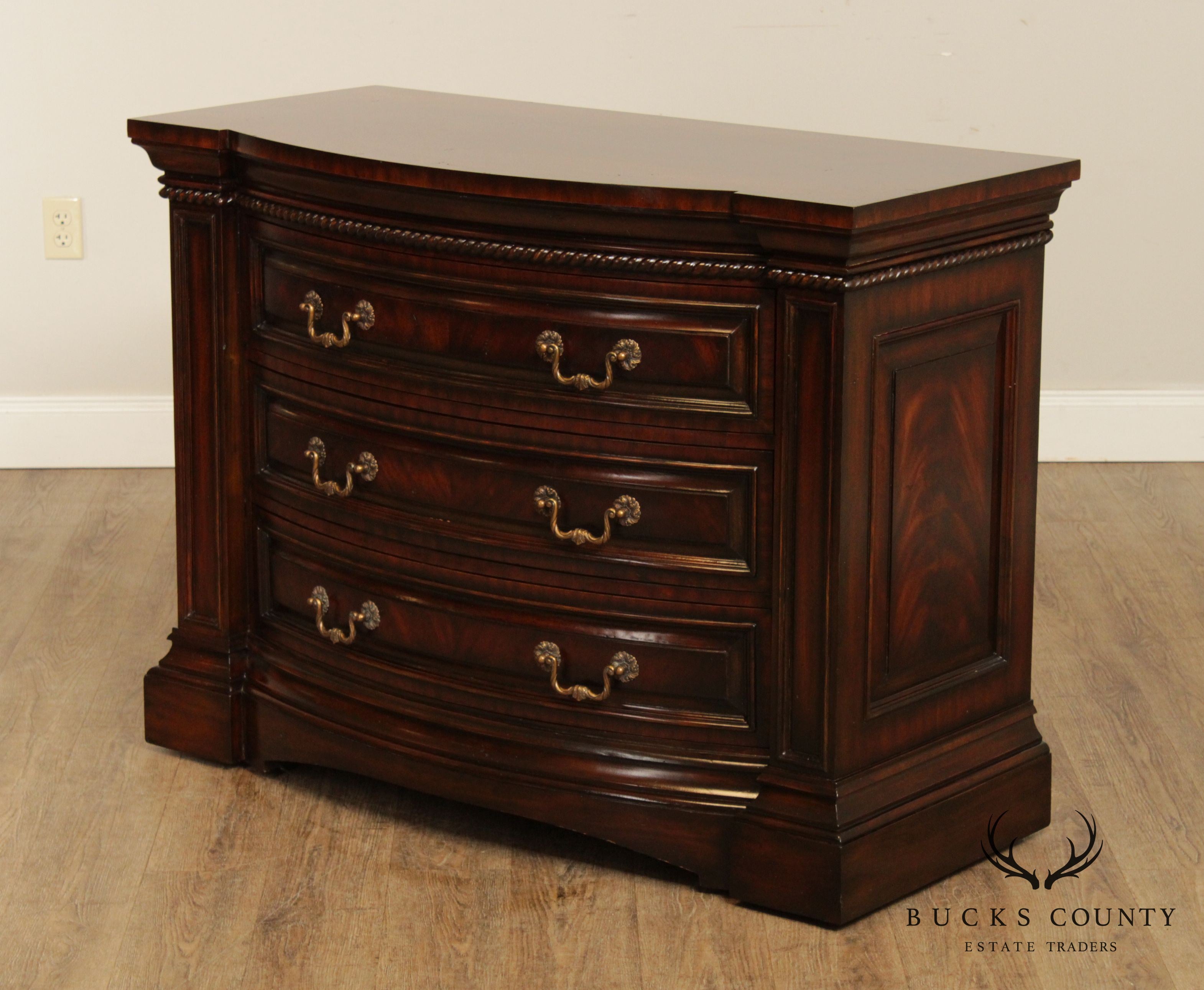 Maitland Smith Regency Style Mahogany Bowfront Chest of Drawers