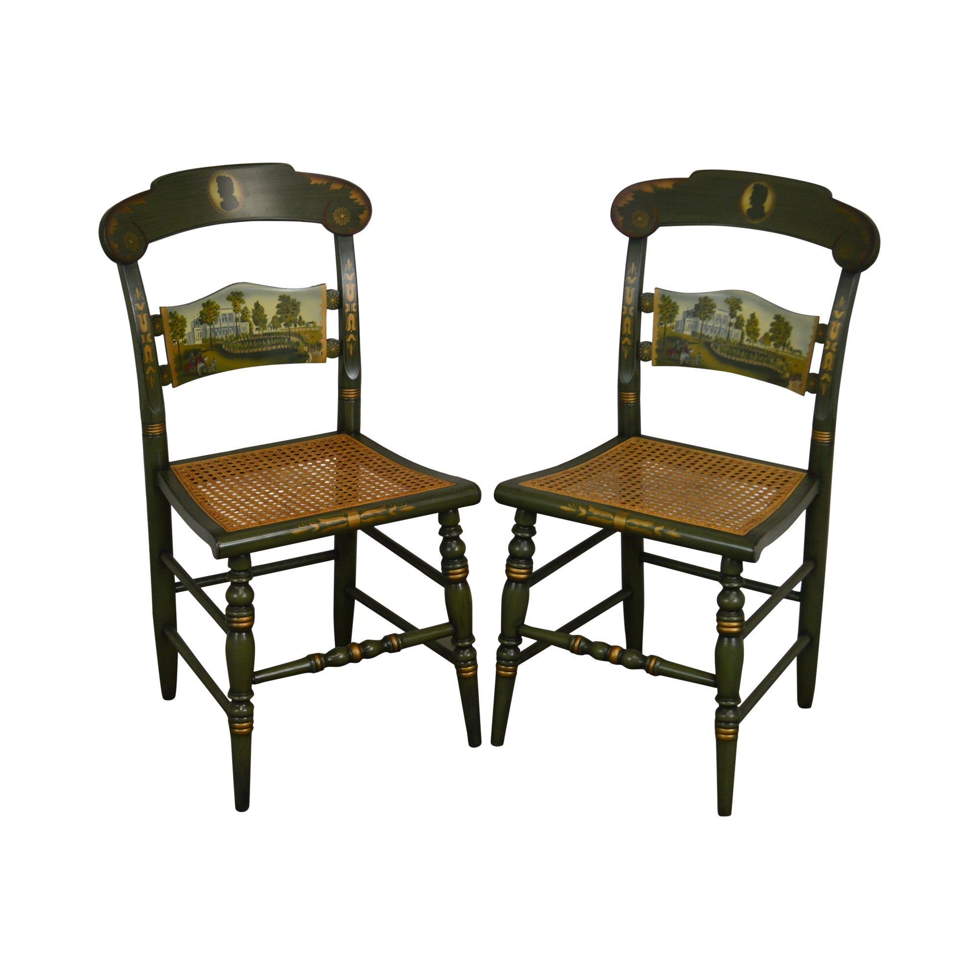 Hitchcock Andrew Jackson's Hermitage Limited Edition Hand Painted Pair Side Chairs (B)