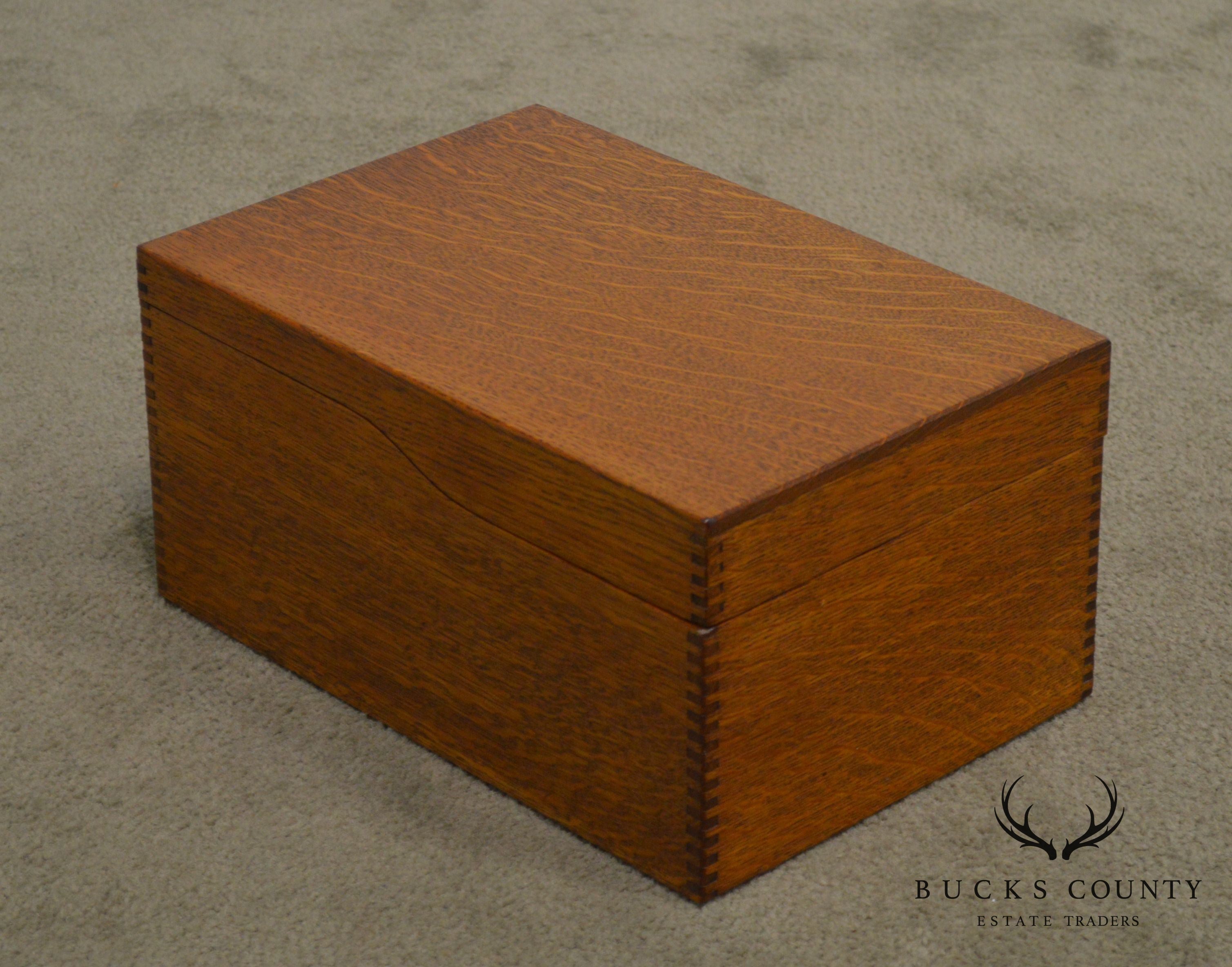 Antique Oak Desktop Library Card File Box