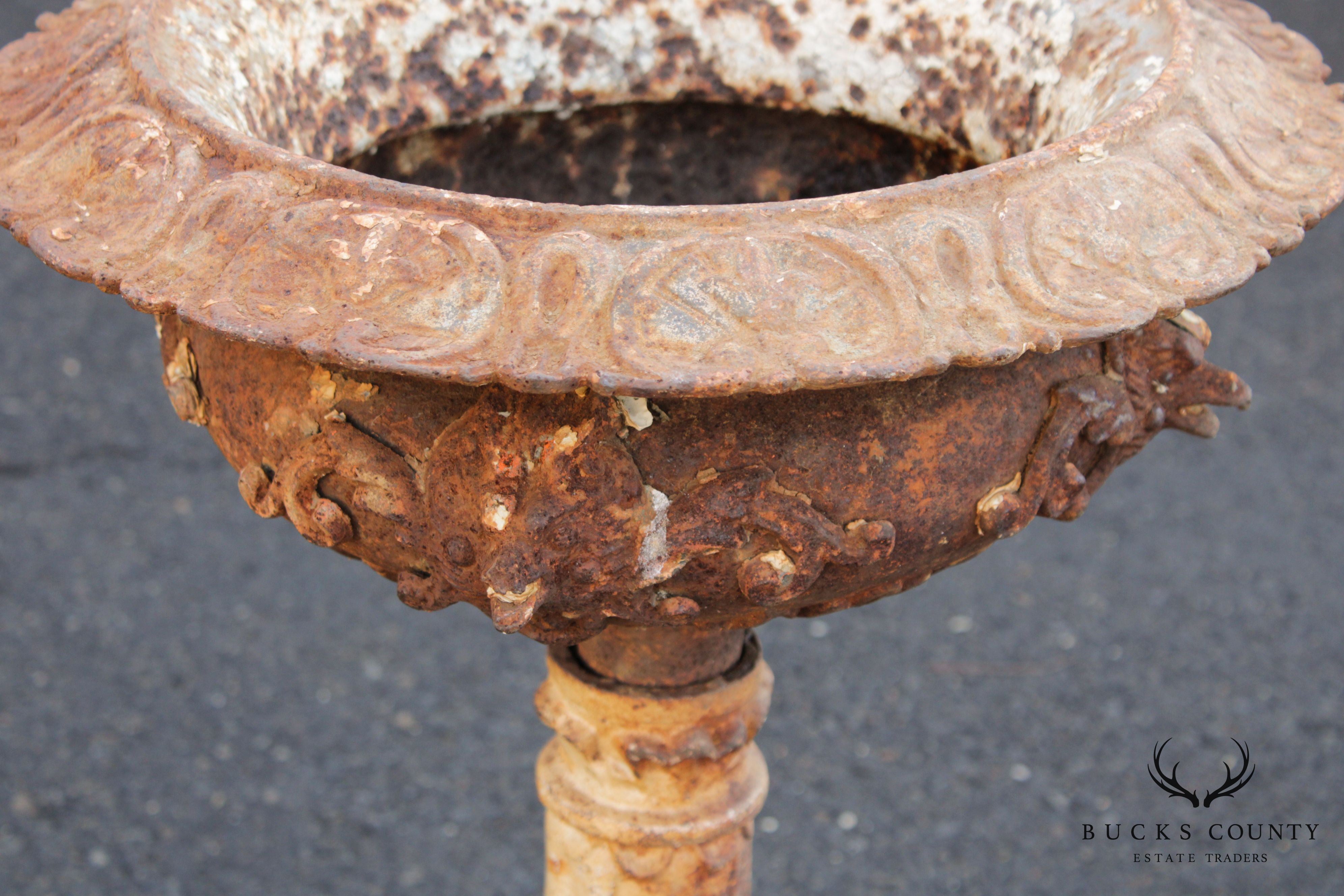 Antique Set Garden Cast Iron Bird Baths Or Fountain Parts