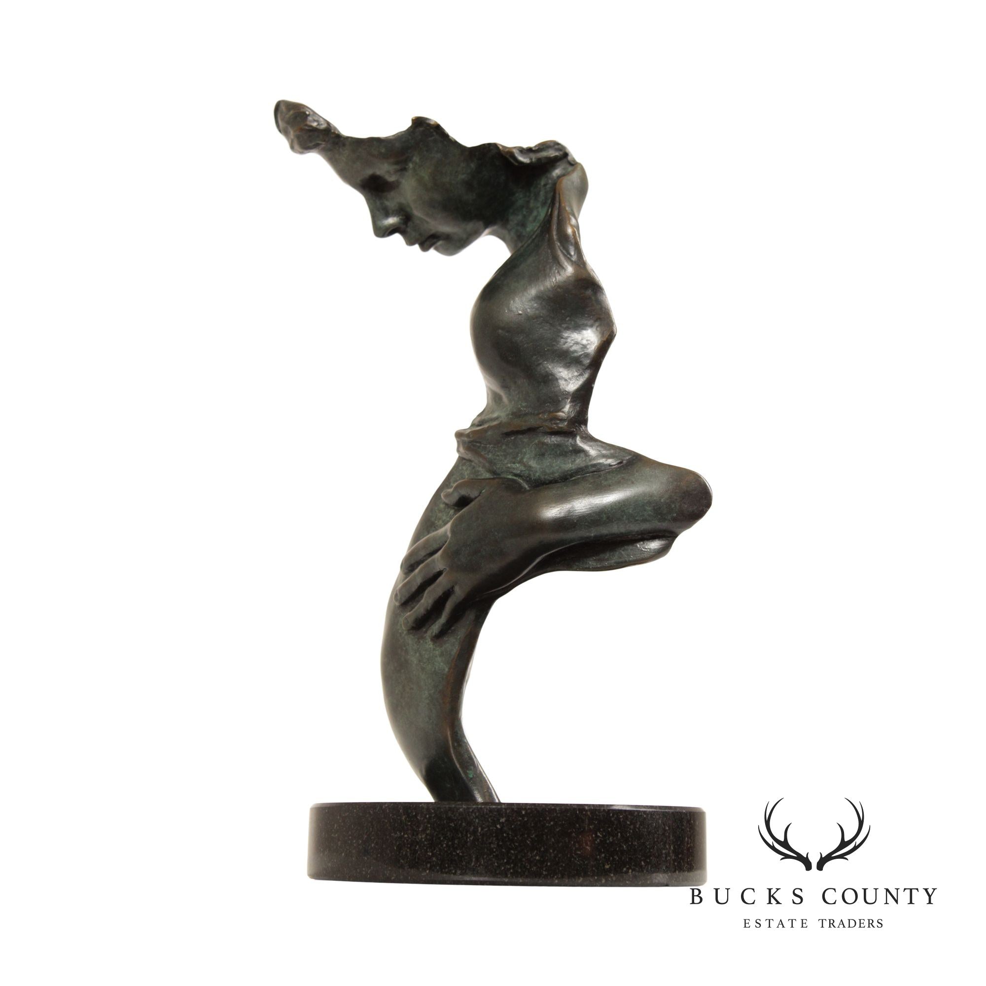 BRONZE CONTEMPORARY SCULPTURE OF MOTHER, SIGNED