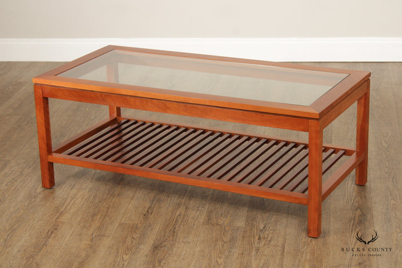 Stickley Furniture Cherry and Glass Two-Tier Cocktail Table