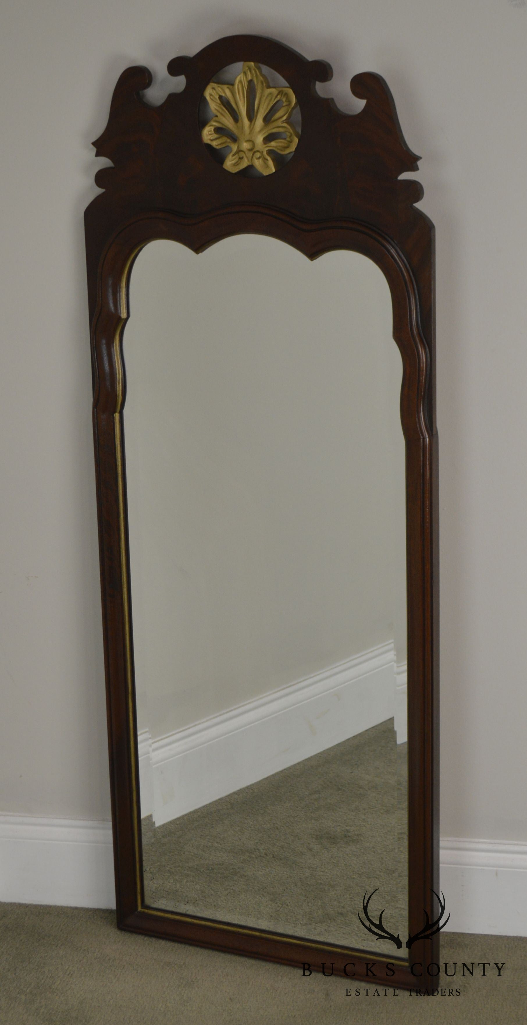 Georgian Style Quality Beveled Mirror Flame Mahogany Pierced Giltwood Carved Looking Glass