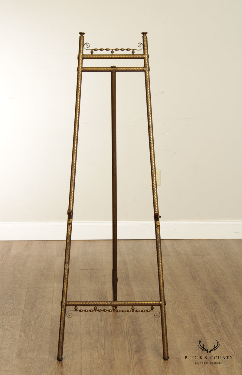 Antique Victorian Aesthetic Pair of Etched Brass Easels