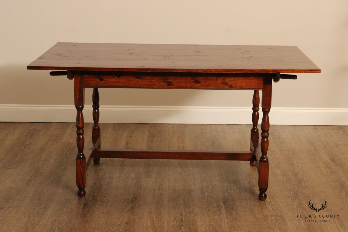 Stephen Von Hohen Farmhouse Style Pine Trestle Dining Table