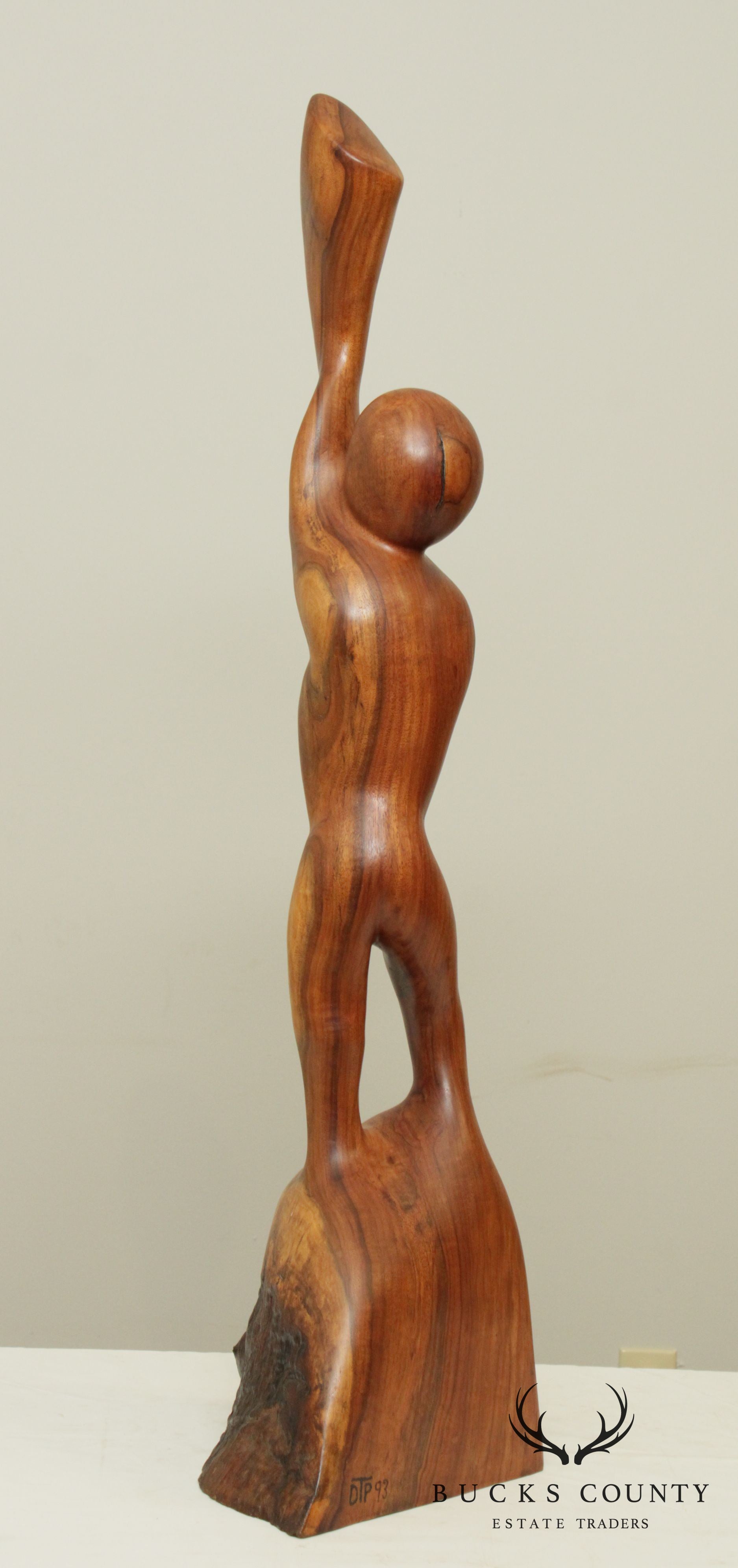 Modern Abstract Figural Carved Walnut Sculpture