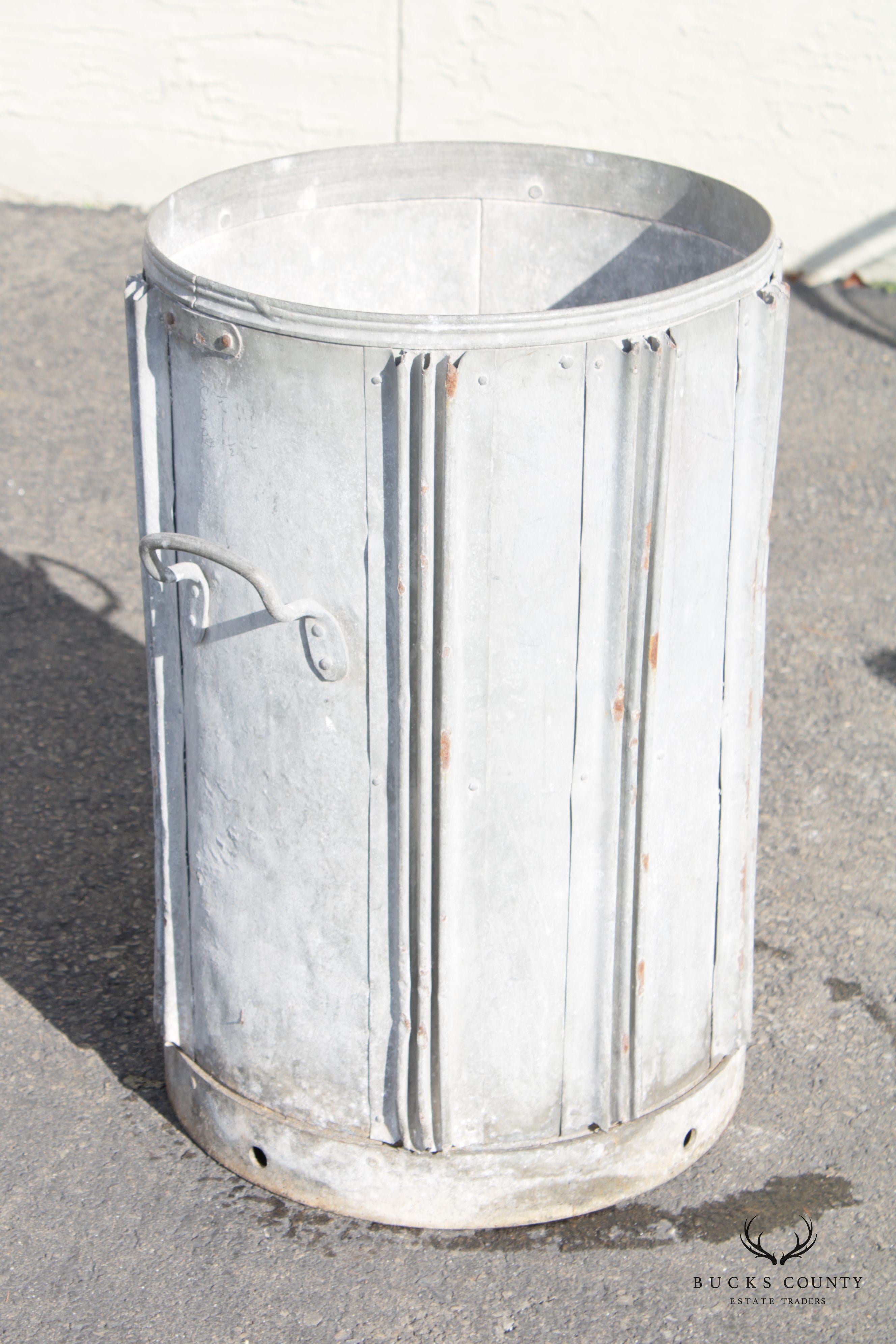 Vintage Steel Trash Can or Hot Coal Bin