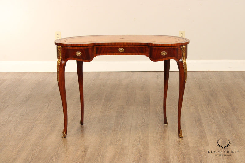 Maitland Smith French Louis XV Style Leather Top Mahogany Writing Desk