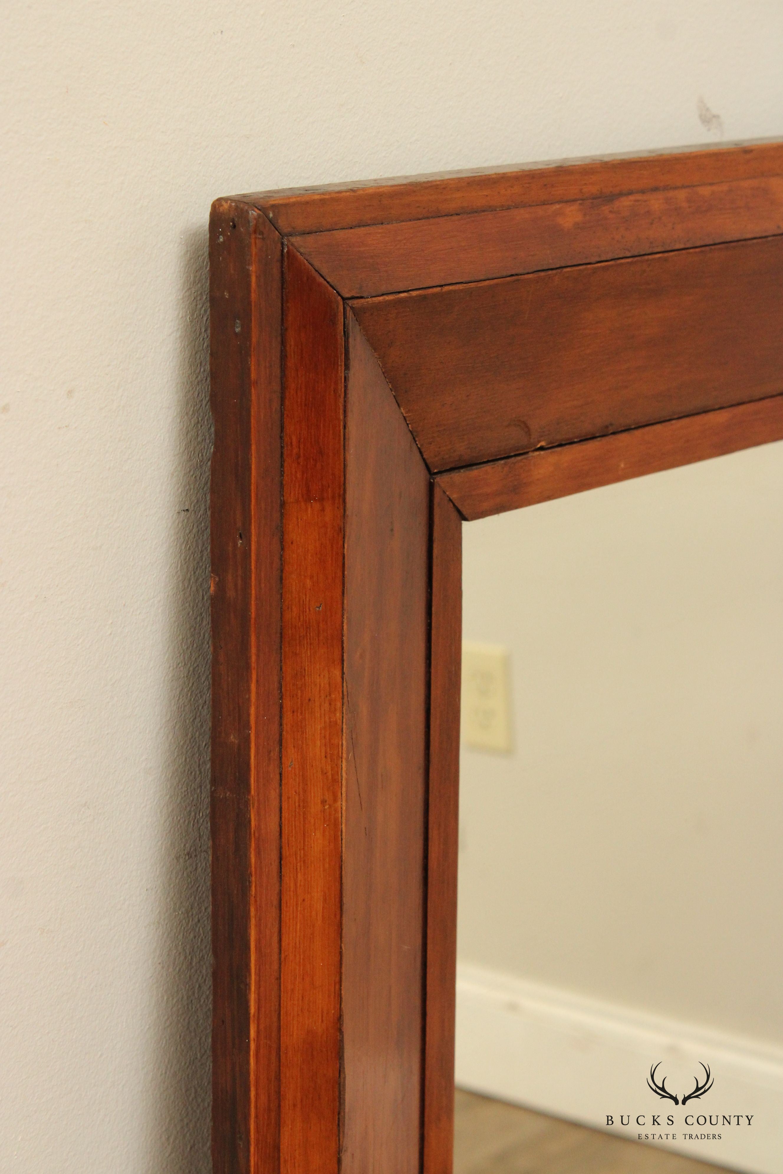 Large Antique Ogee Carved Pine Mirror