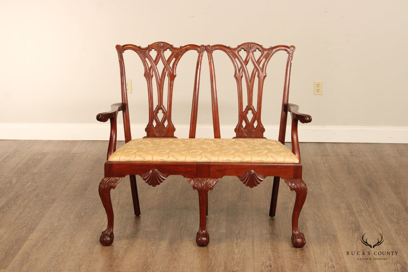 Chippendale Style Mahogany Ball and Claw Carved Settee