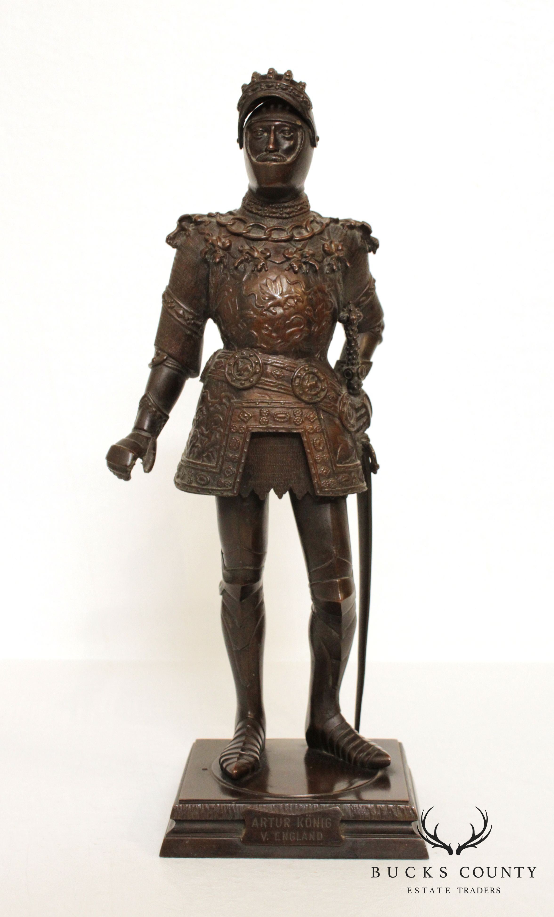 F. R. Unterberger Arthur Konig V. England (King Arthur) Antique Bronze Statue