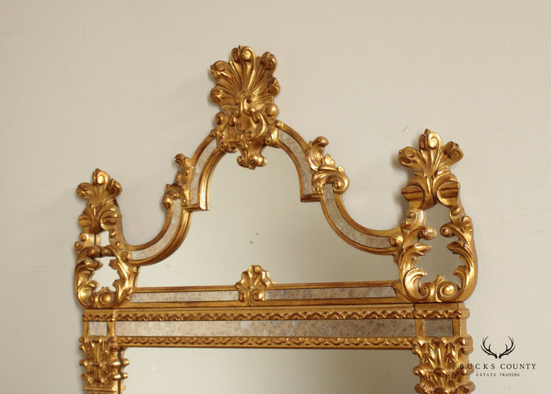 LaBarge Italian Rococo Style Giltwood Carved Wall Mirror