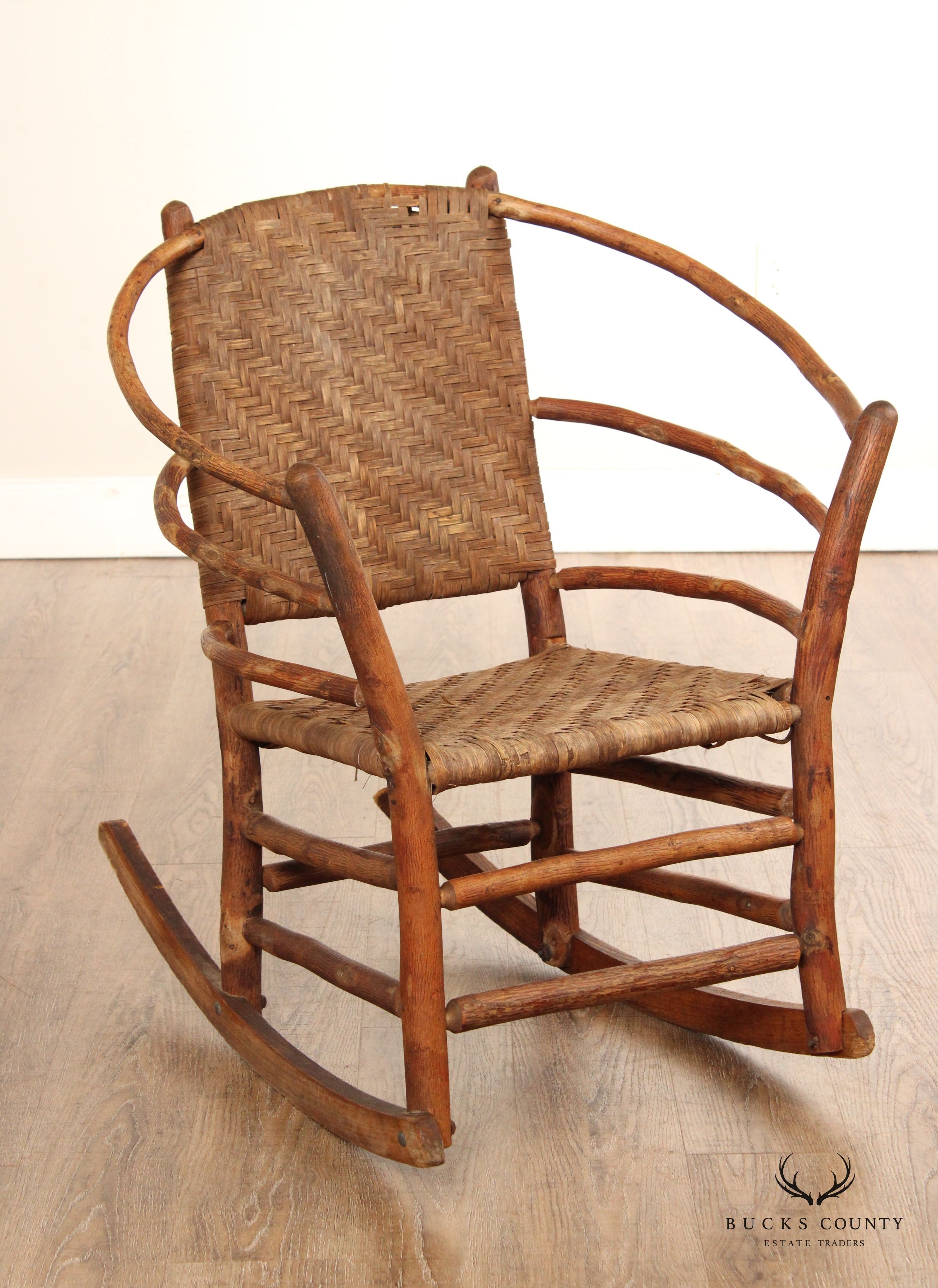 Old Hickory Wood and Wicker Adirondack Rocking Chair