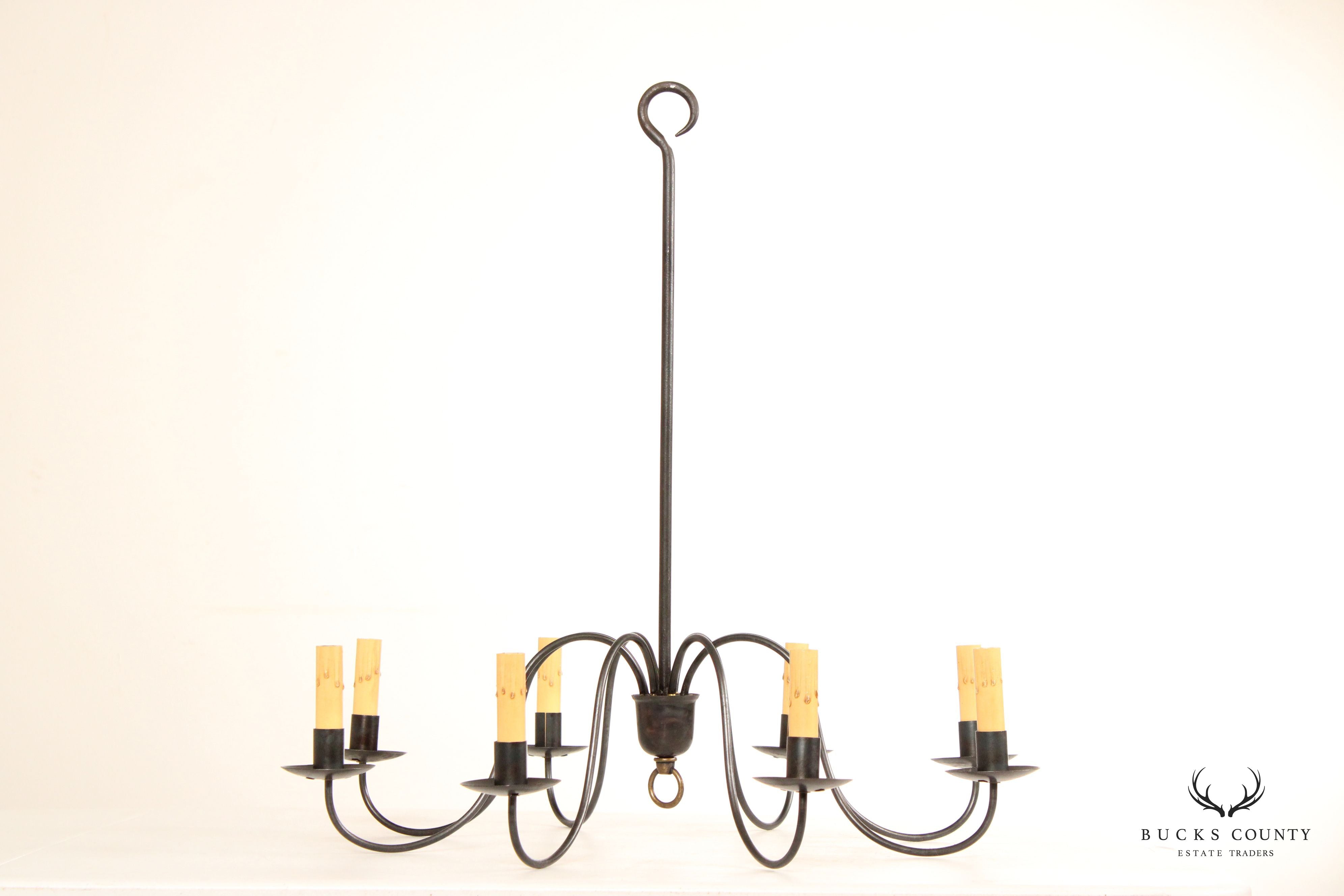 Sheraton Farmhouse Style Eight-Light Iron Faux Candle Chandelier