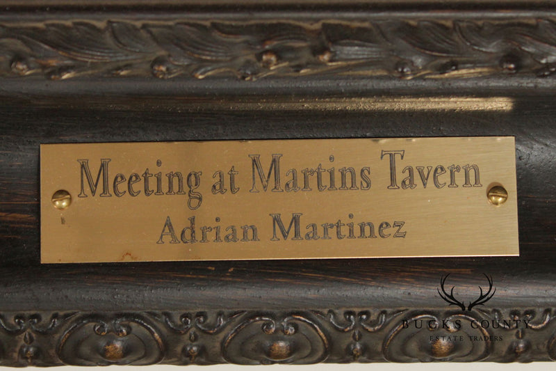 Adrian Martinez 'Meeting at Martins Tavern' Large Framed Oil Painting