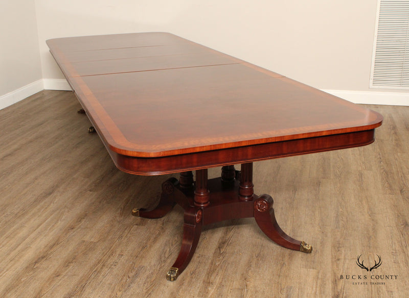Henredon Regency Style Expandable Double Pedestal Mahogany Dining Table