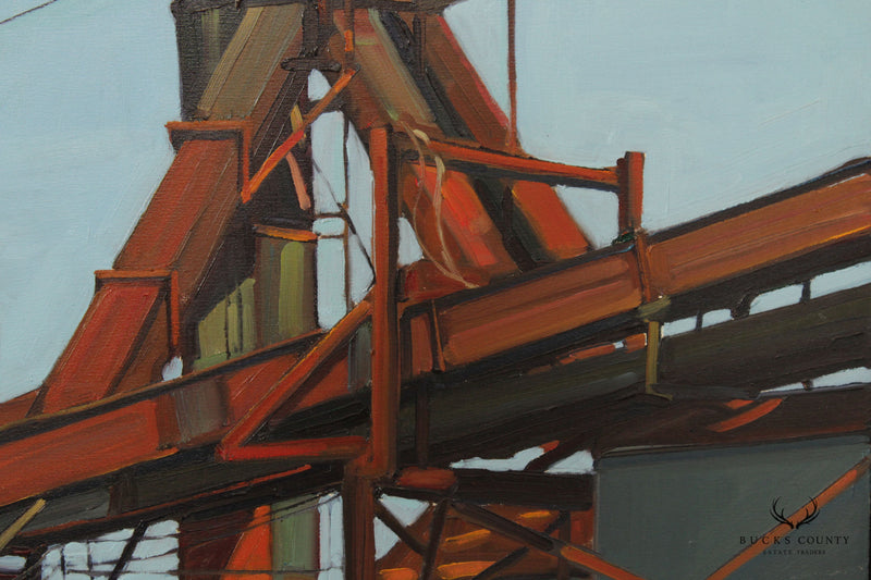 Contemporary Industrial 'Conjunction' Original Oil Painting by Hale Allen