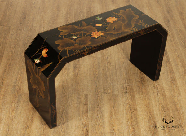 Fortune Chinese Chinoiserie Lacquered Waterfall Console