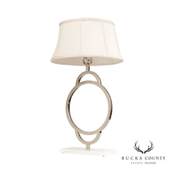 Contemporary Polished Nickel and Marble Table Lamp
