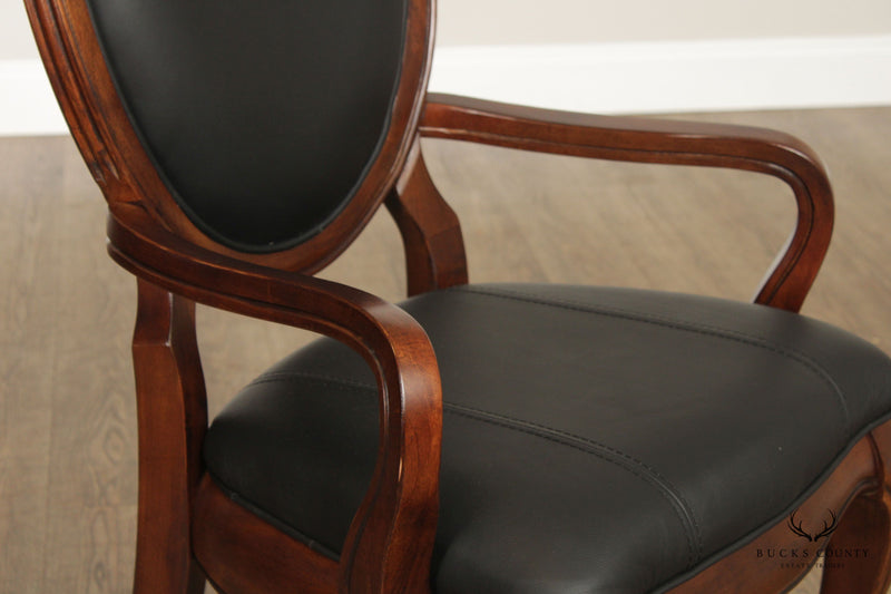 Collezione Europa Italian Style Set of Four Leather Dining Chairs
