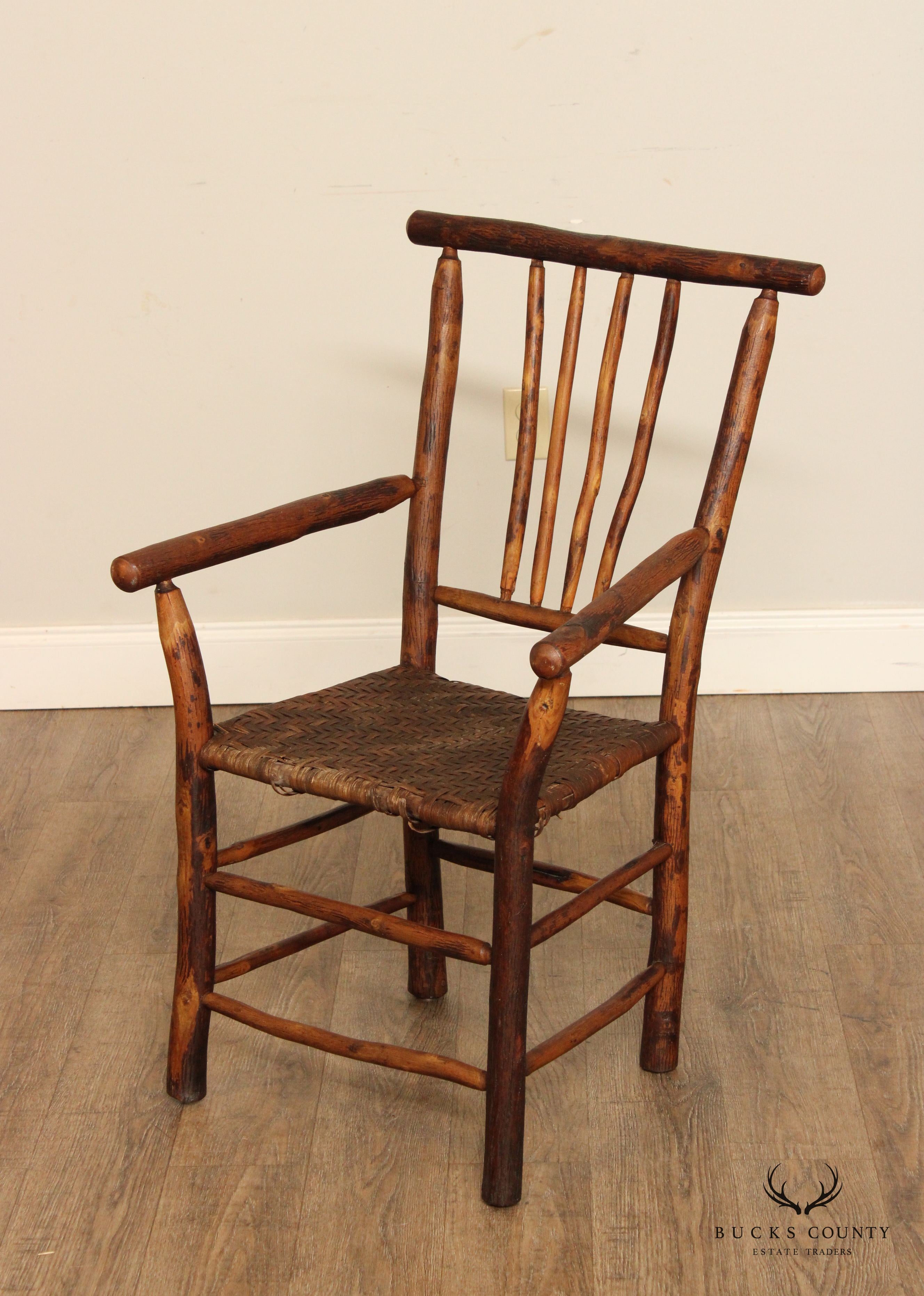 Antique Rustic Hickory Furniture Co  Adirondack Style Armchair