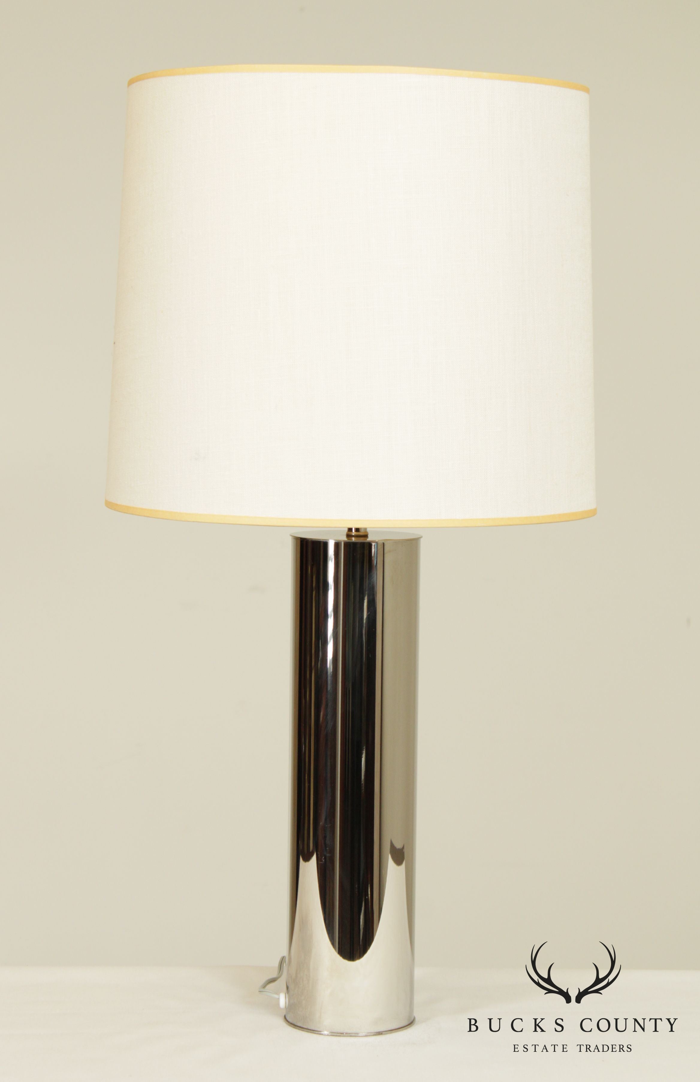 Mid Century Modern Chrome Cylinder Table Lamp