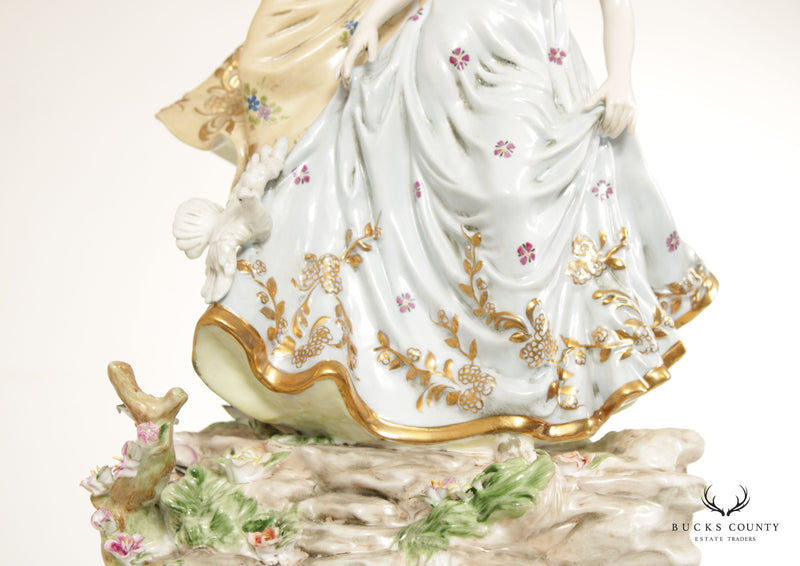 Rococo Style Ladies with Dove Porcelain Figurines