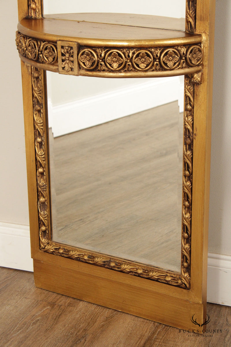 Italian Louis XVI Style Gilted Trumeau Pier Mirror Console