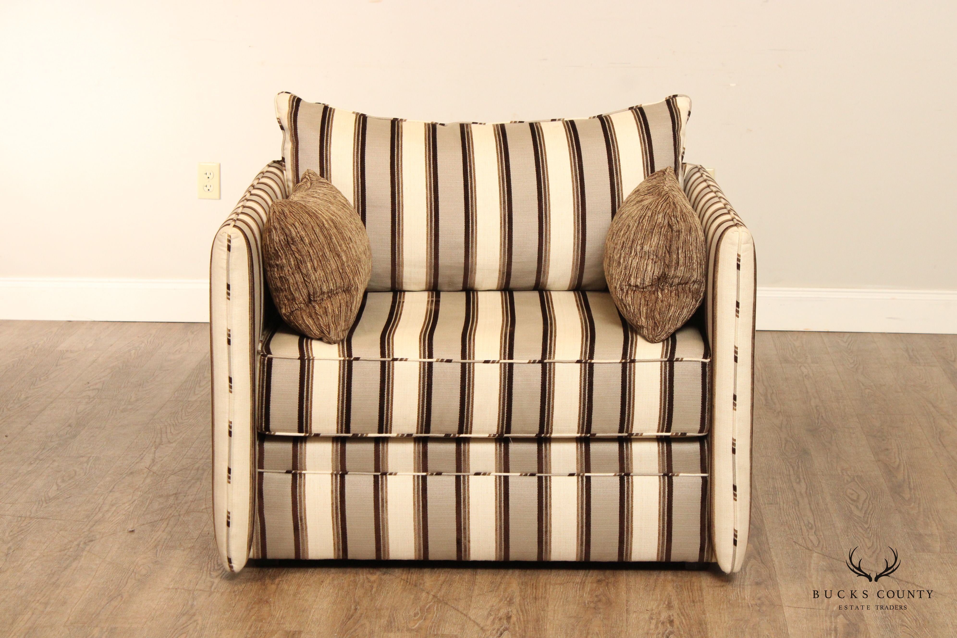 Swaim Custom Stripe Upholstered Oversize Club Armchair