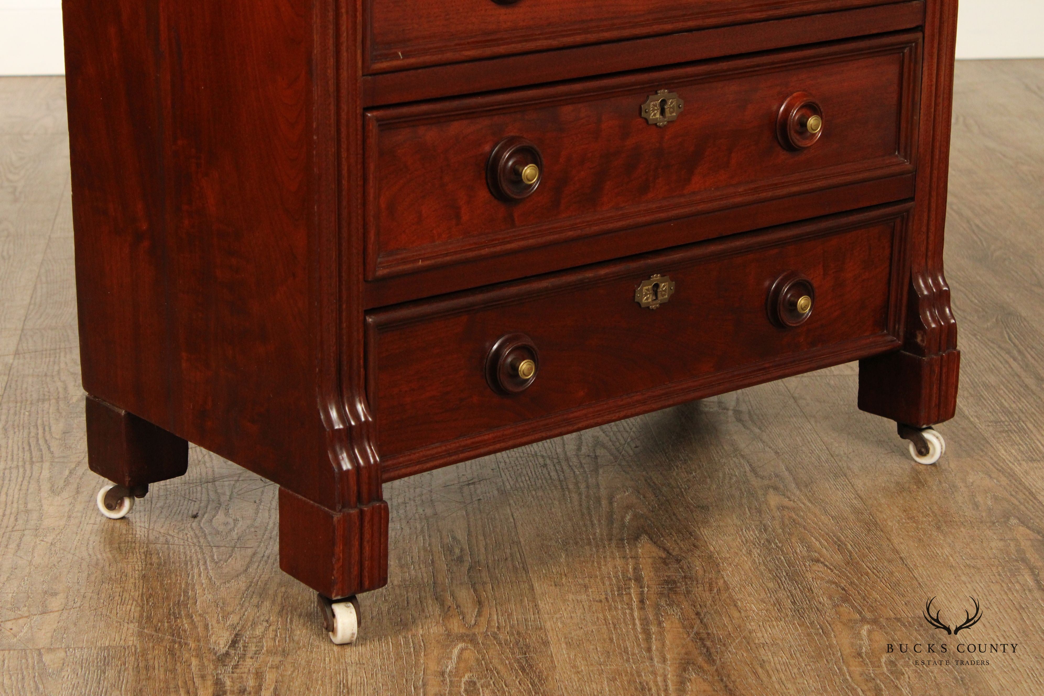 Antique English Mahogany And Rosewood Bachelor's Chest