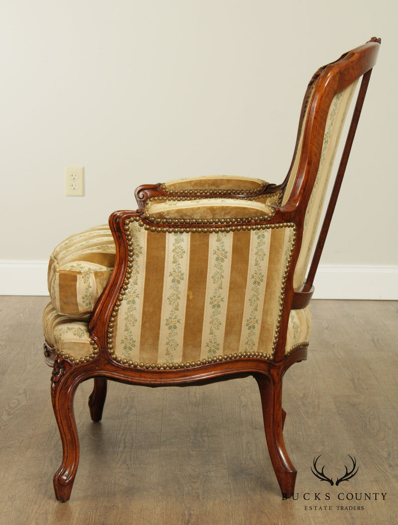 French Louis XV Style Quality Vintage Bergere Chair