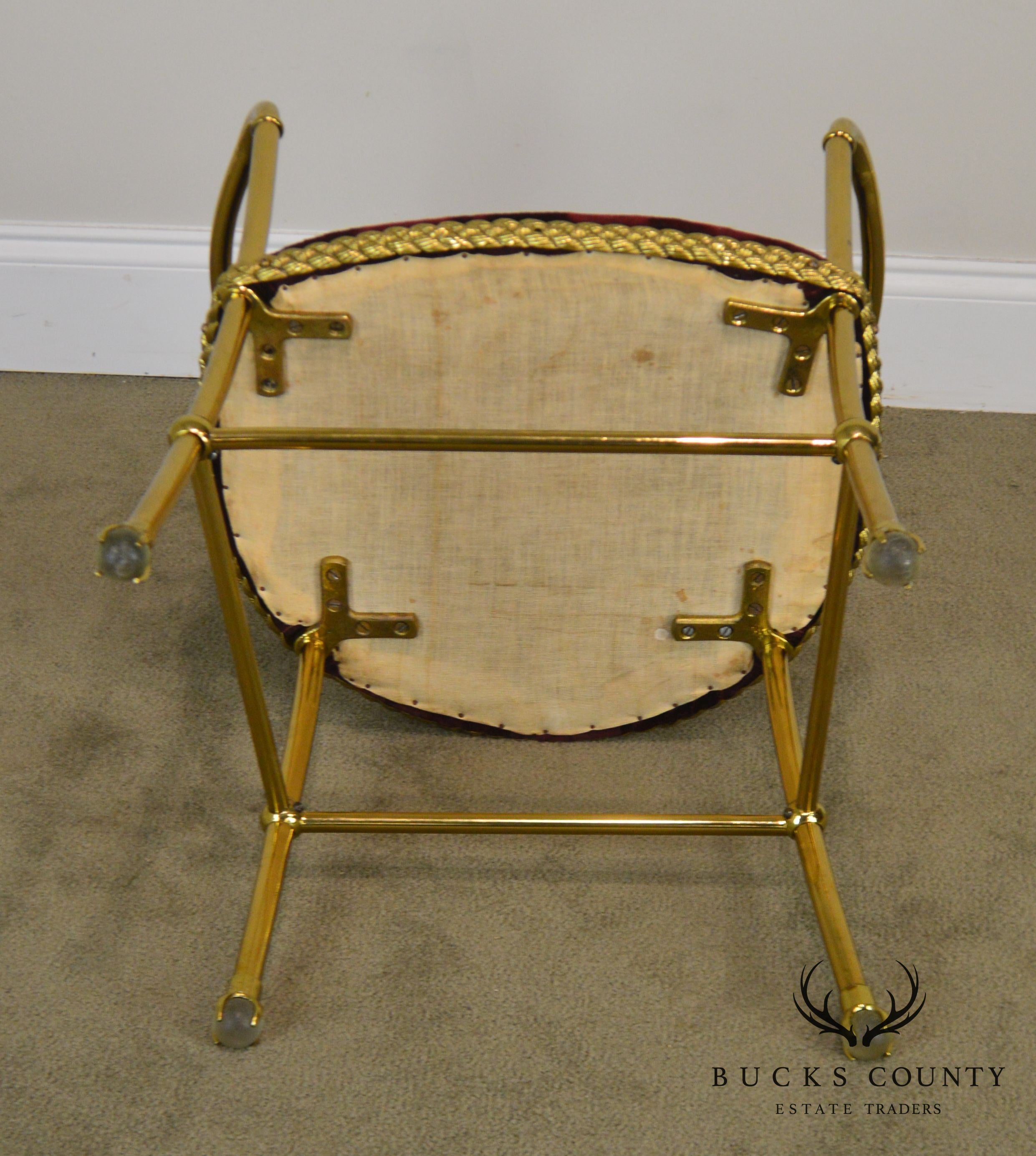 Hollywood Regency Vintage Italian Brass Pair Arm Chairs