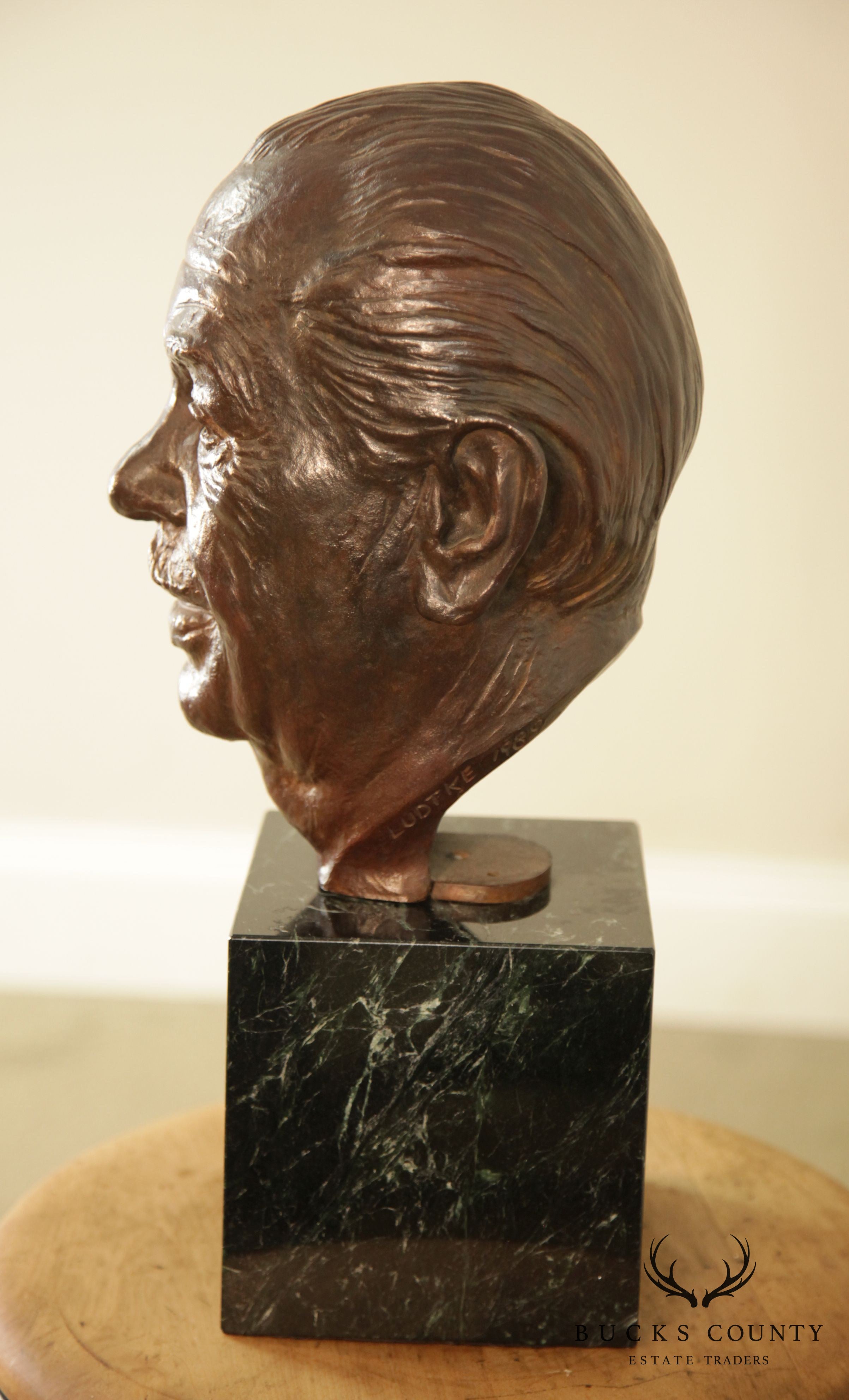 Lawrence Ludtke 1980s Bronze Male Bust Portrait