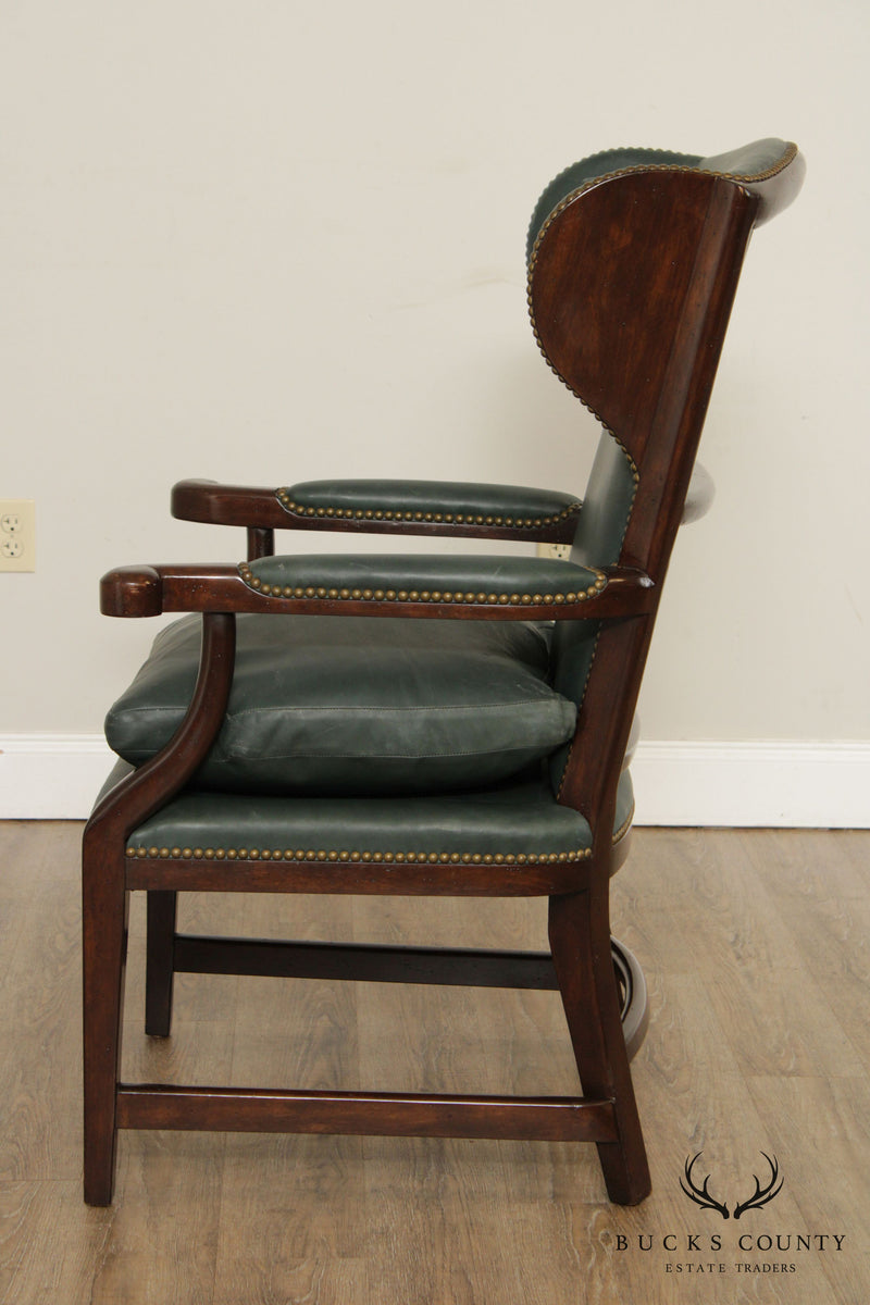 Minton-Spidell George III Style Green Leather Armchair
