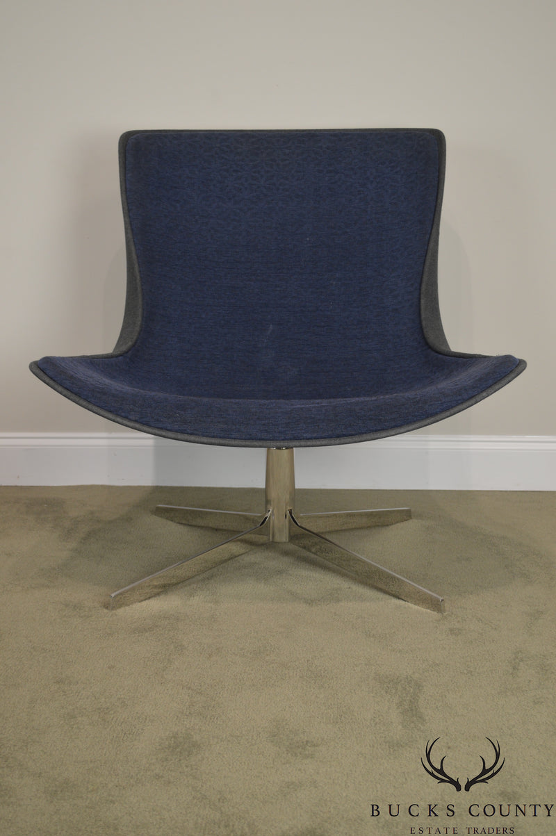 Monica Forster for Bernhardt Pair of Chrome Base Swivel Vika Lounge Chairs
