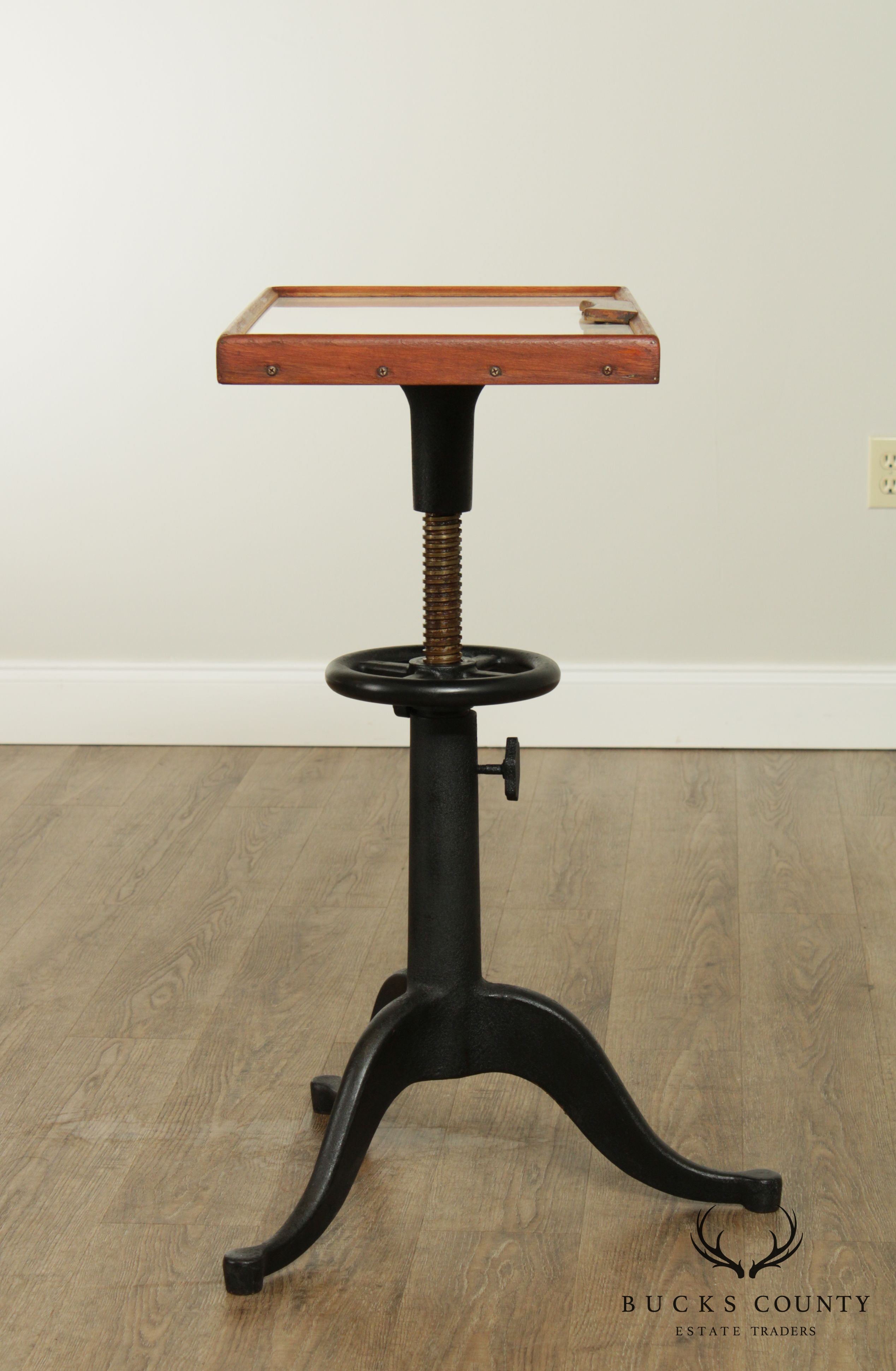 Bausch & Lomb Industrial Adjustable Iron Base Optometry Side Table