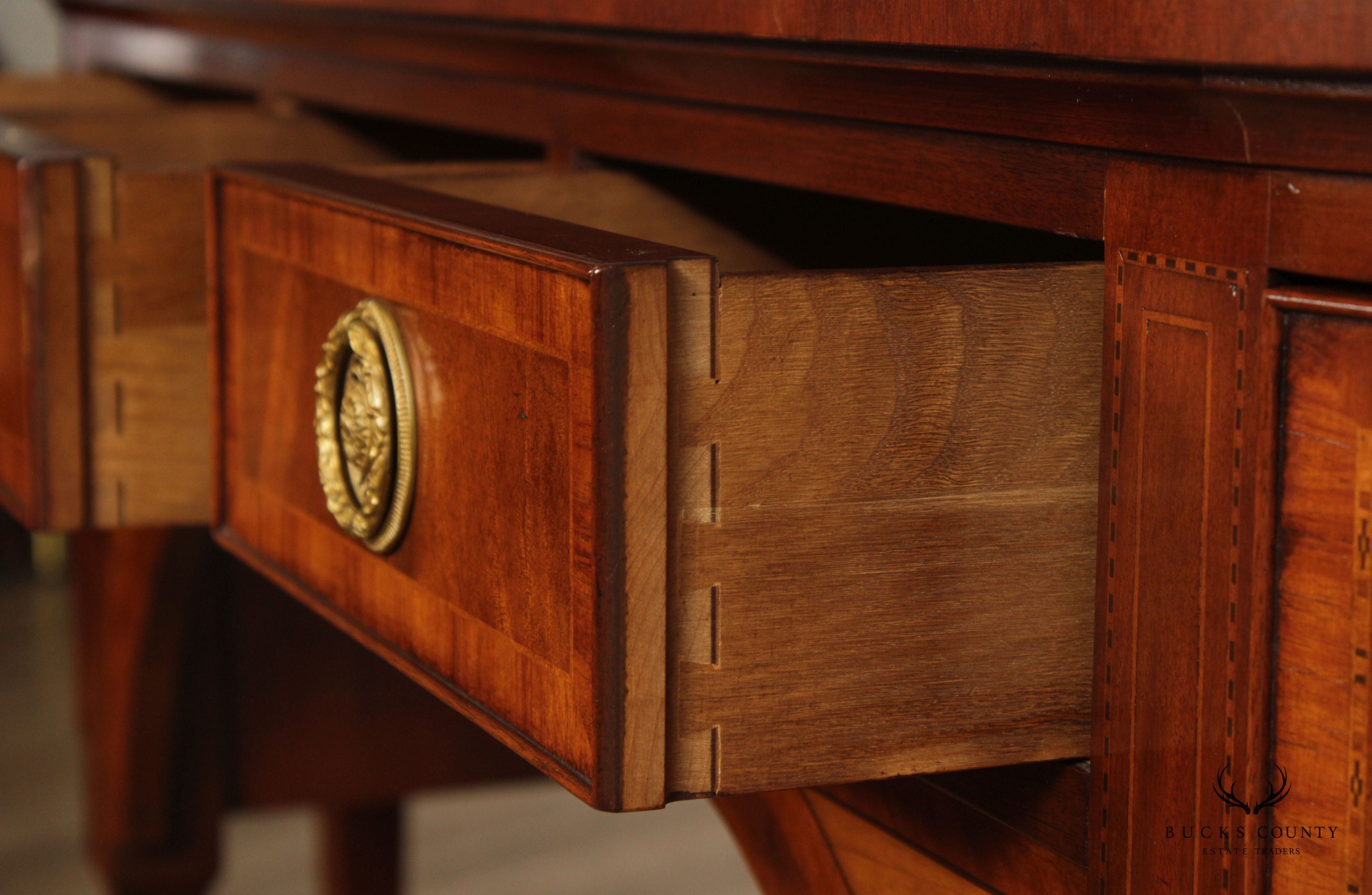 Baker Stately Homes Sheraton Style Mahogany and Satinwood Inlaid Sideboard