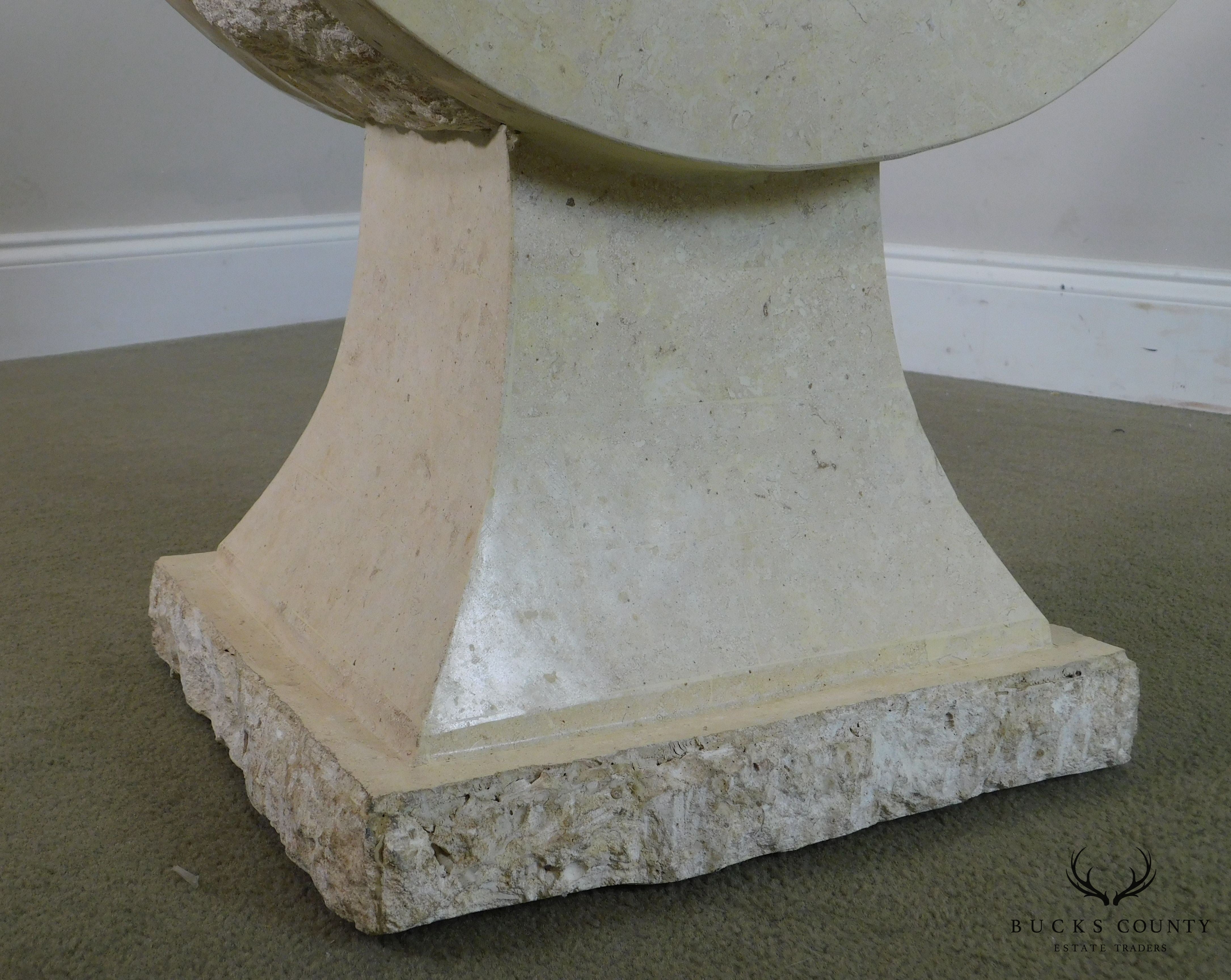 Postmodern Tessellated Marble Glass Top Side Table