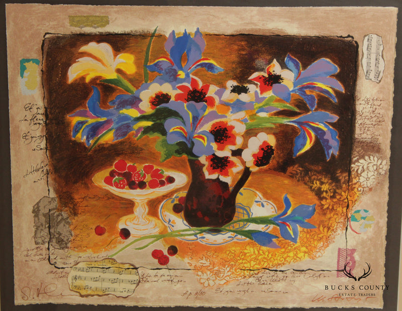 Tanya Wissotzky 'Blue Irises' Artist Proof Embellished Print